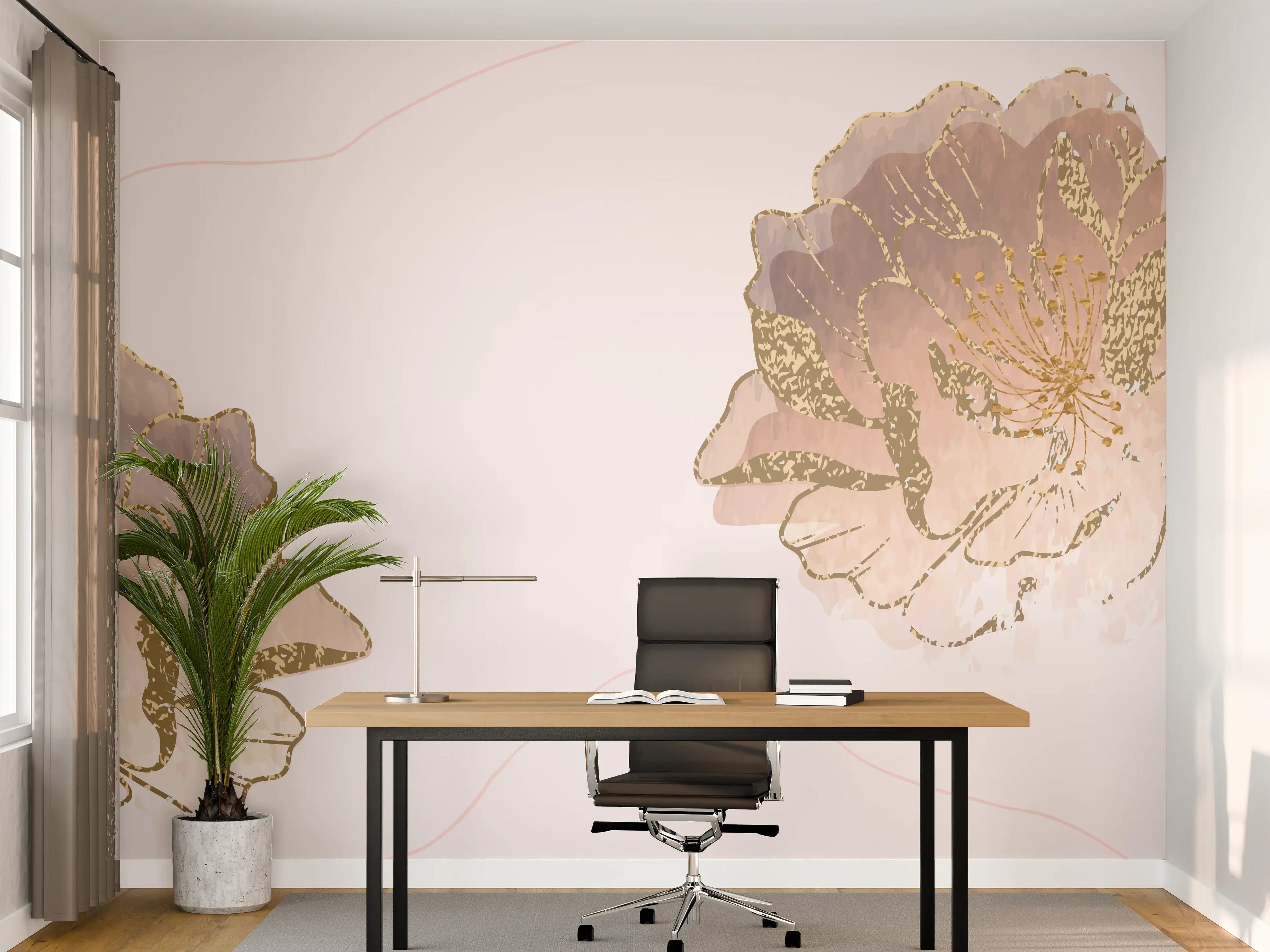 Büro Wandgestaltung - Zarte Pastell-Blumenstruktur