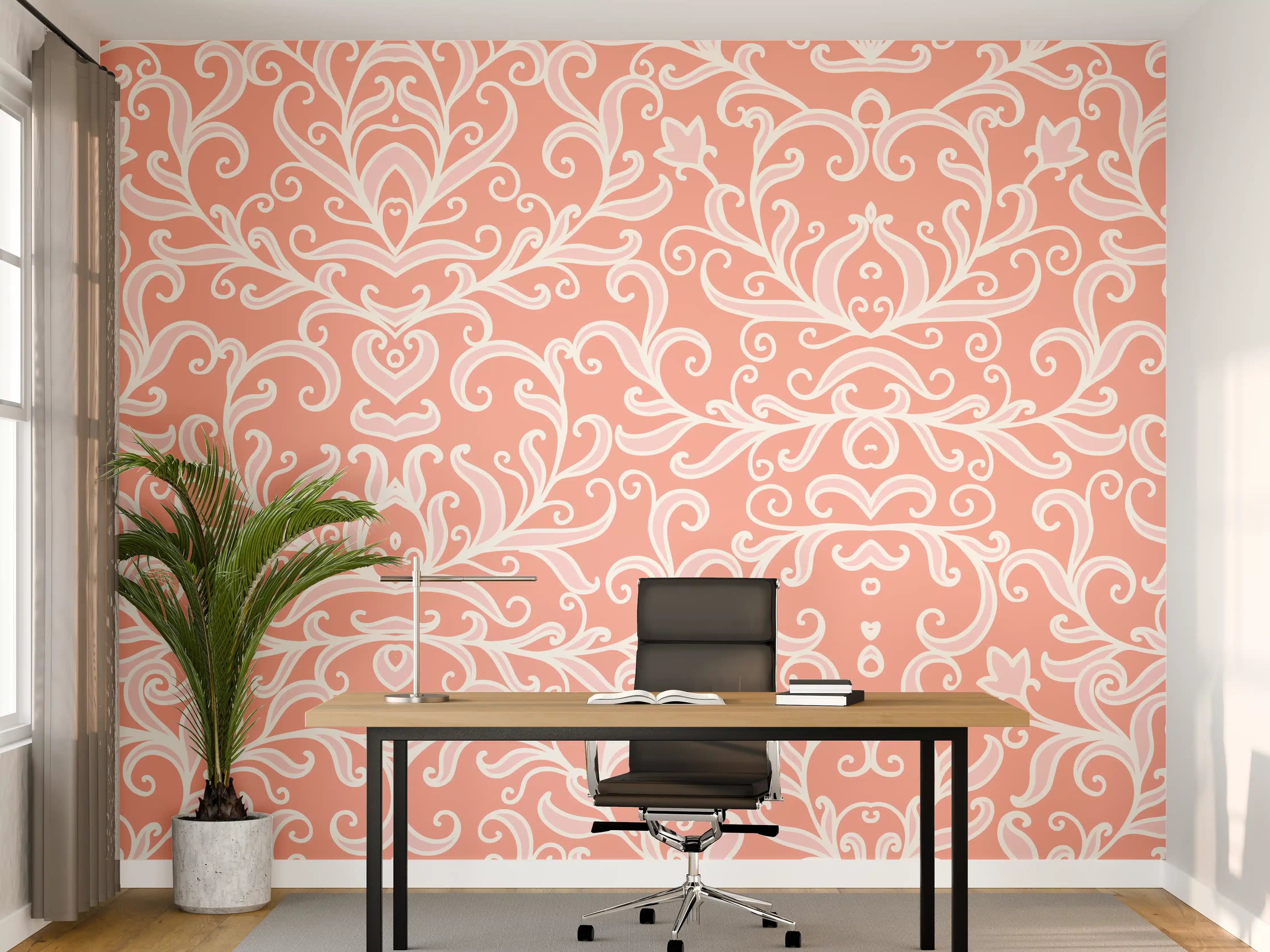 Büro Wandgestaltung - Zarte rosa ornamentale Musterung