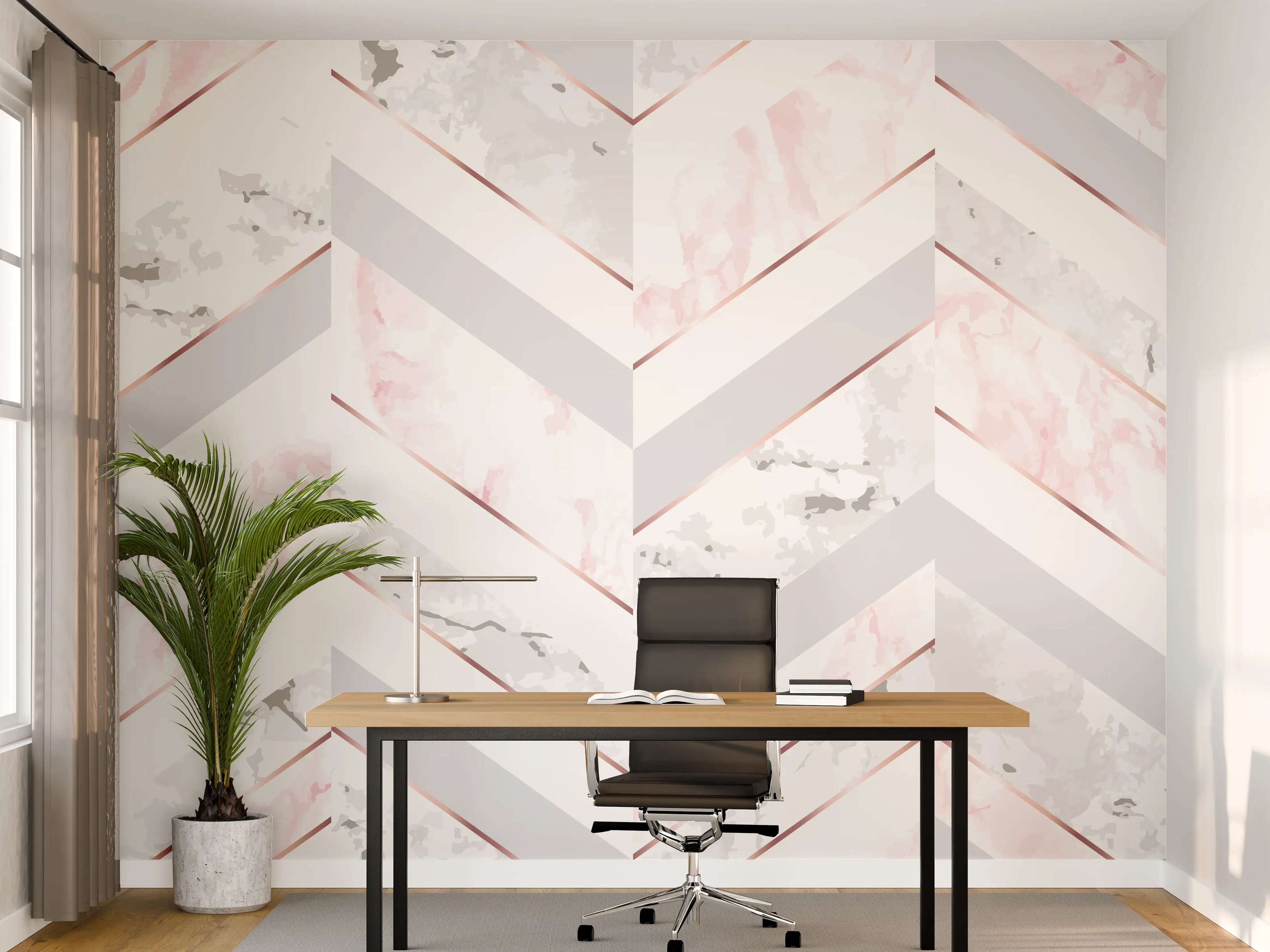 Büro Wandgestaltung - Zartes Rosa-Weiß Muster