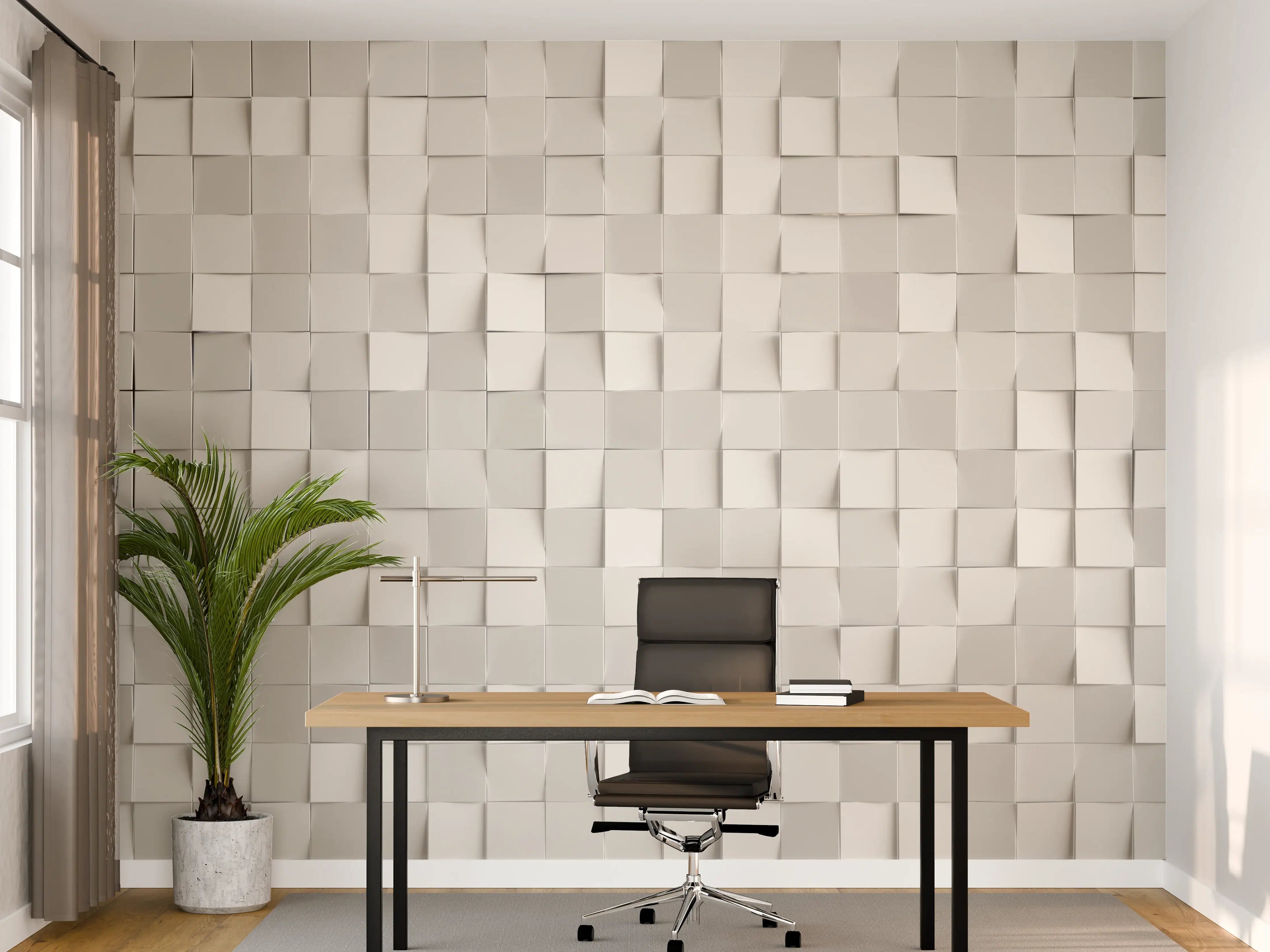 Büro Wandgestaltung - Zeitlose weiße 3D-Wandpaneele
