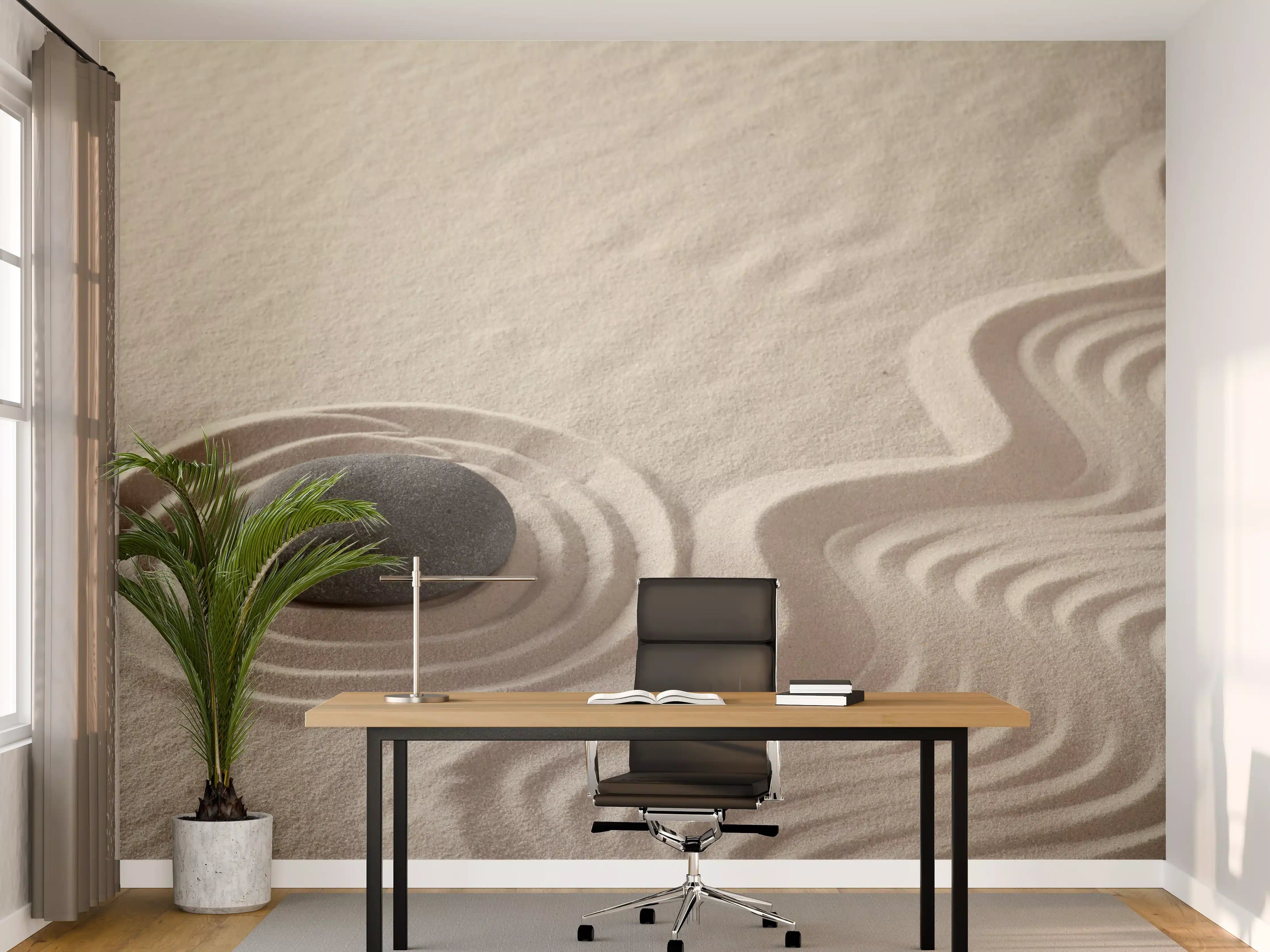 Büro Wandgestaltung - Zen-Garten Stein auf Weiß