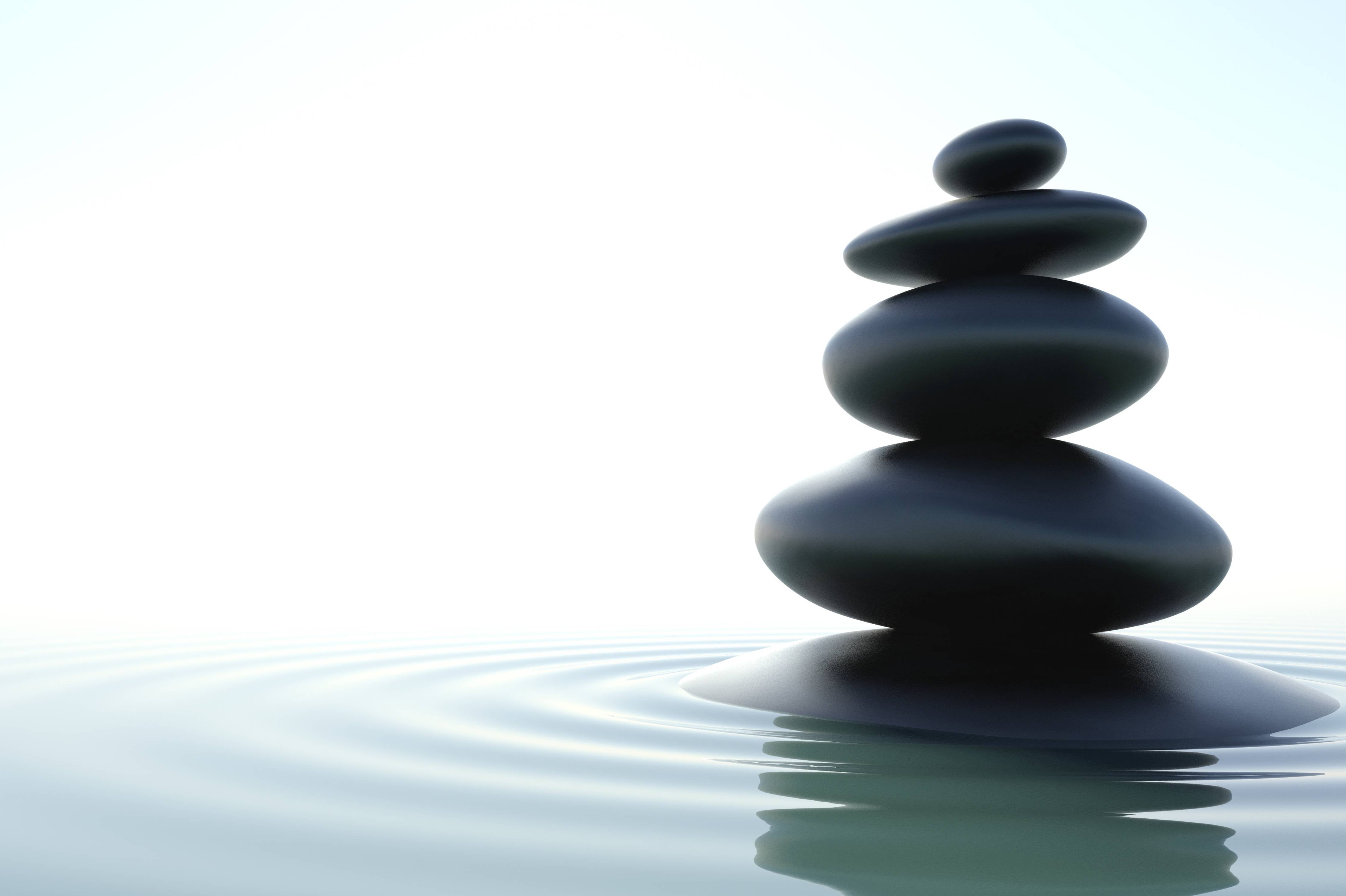 Büro Wandgestaltung-Zen-Steine Weiß-Grau