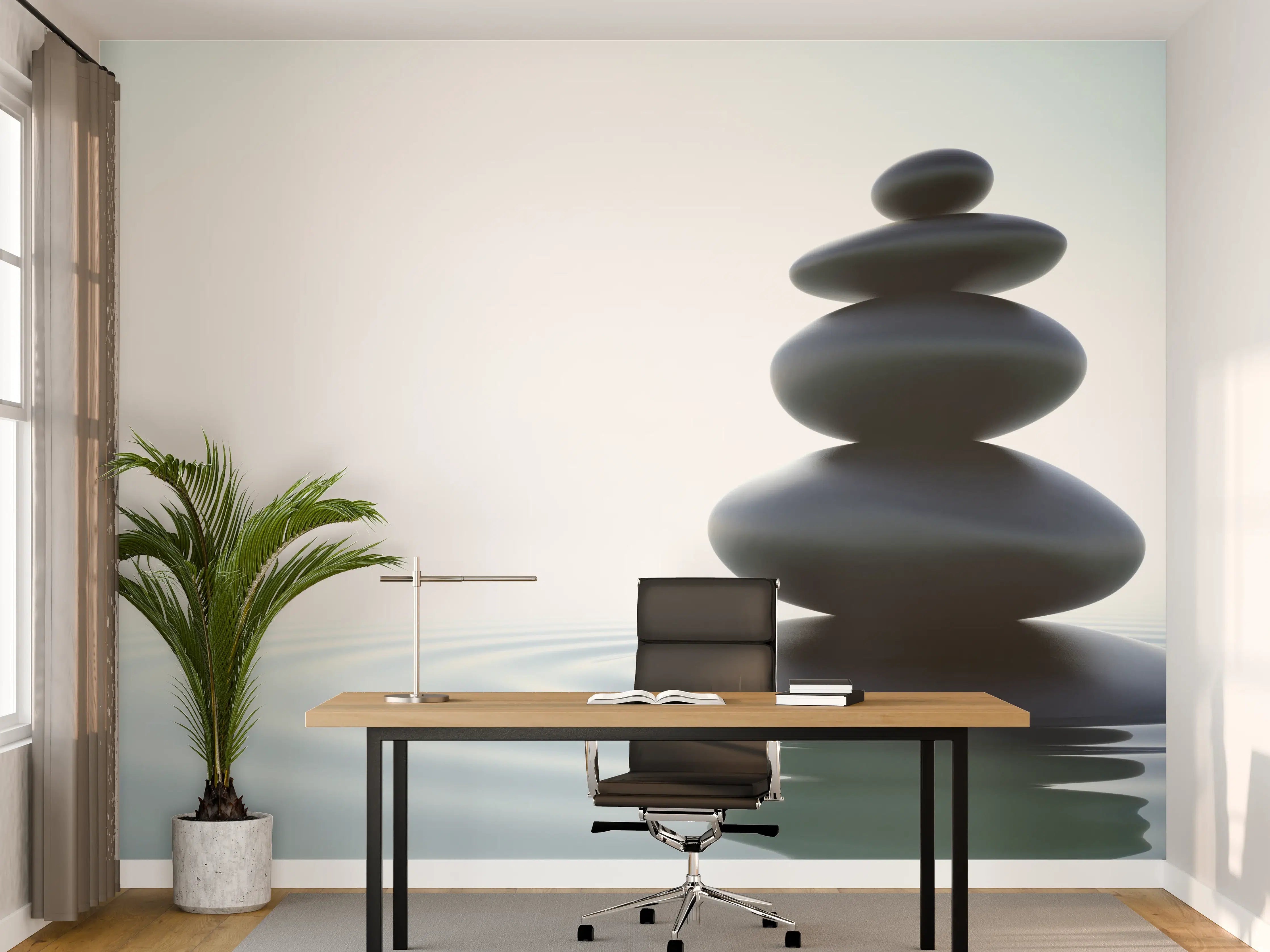 Büro Wandgestaltung - Zen-Steine Weiß-Grau