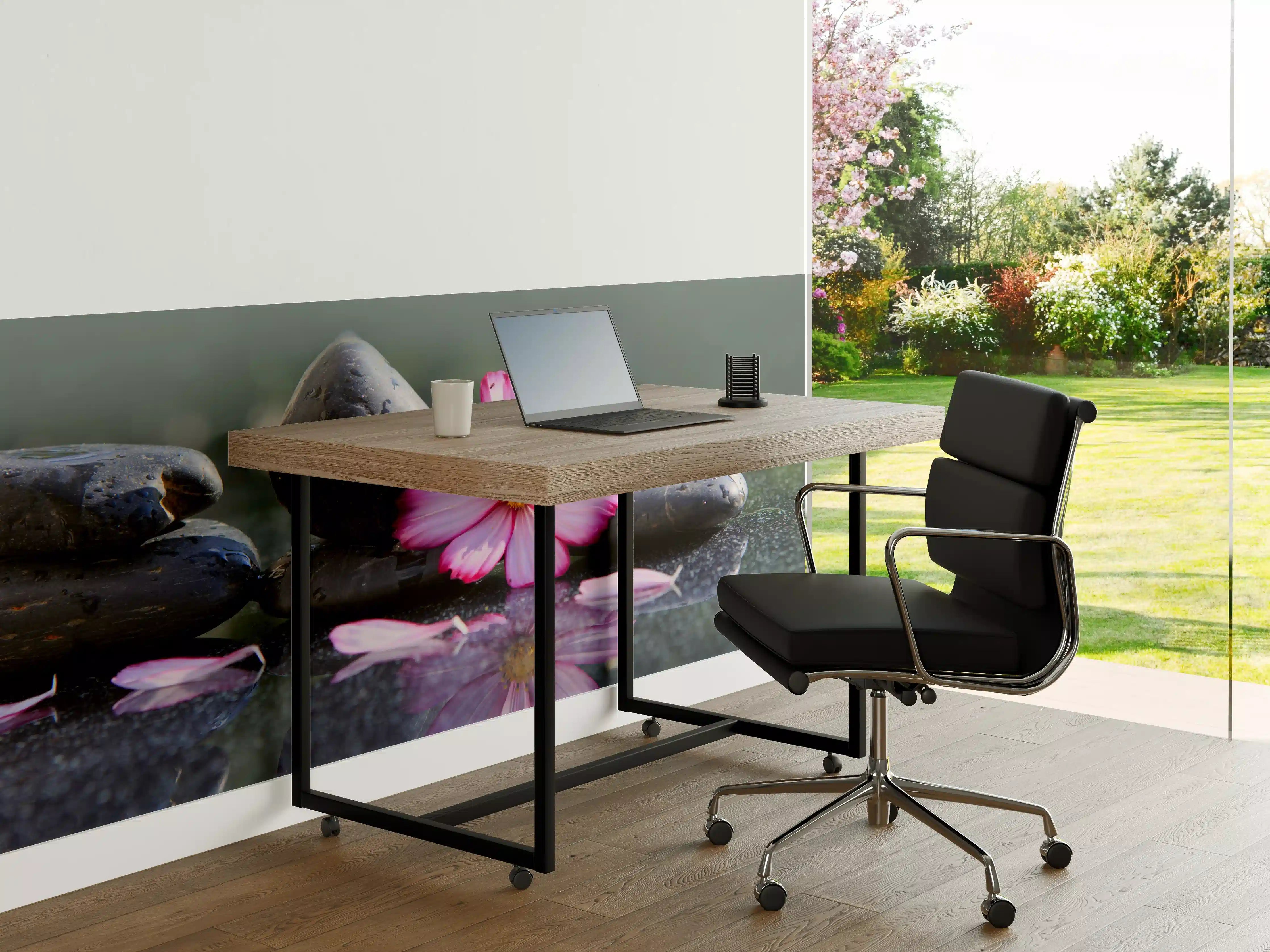 Büro Wandgestaltung - Zen-Steine mit Blume auf Wasseroberfläche