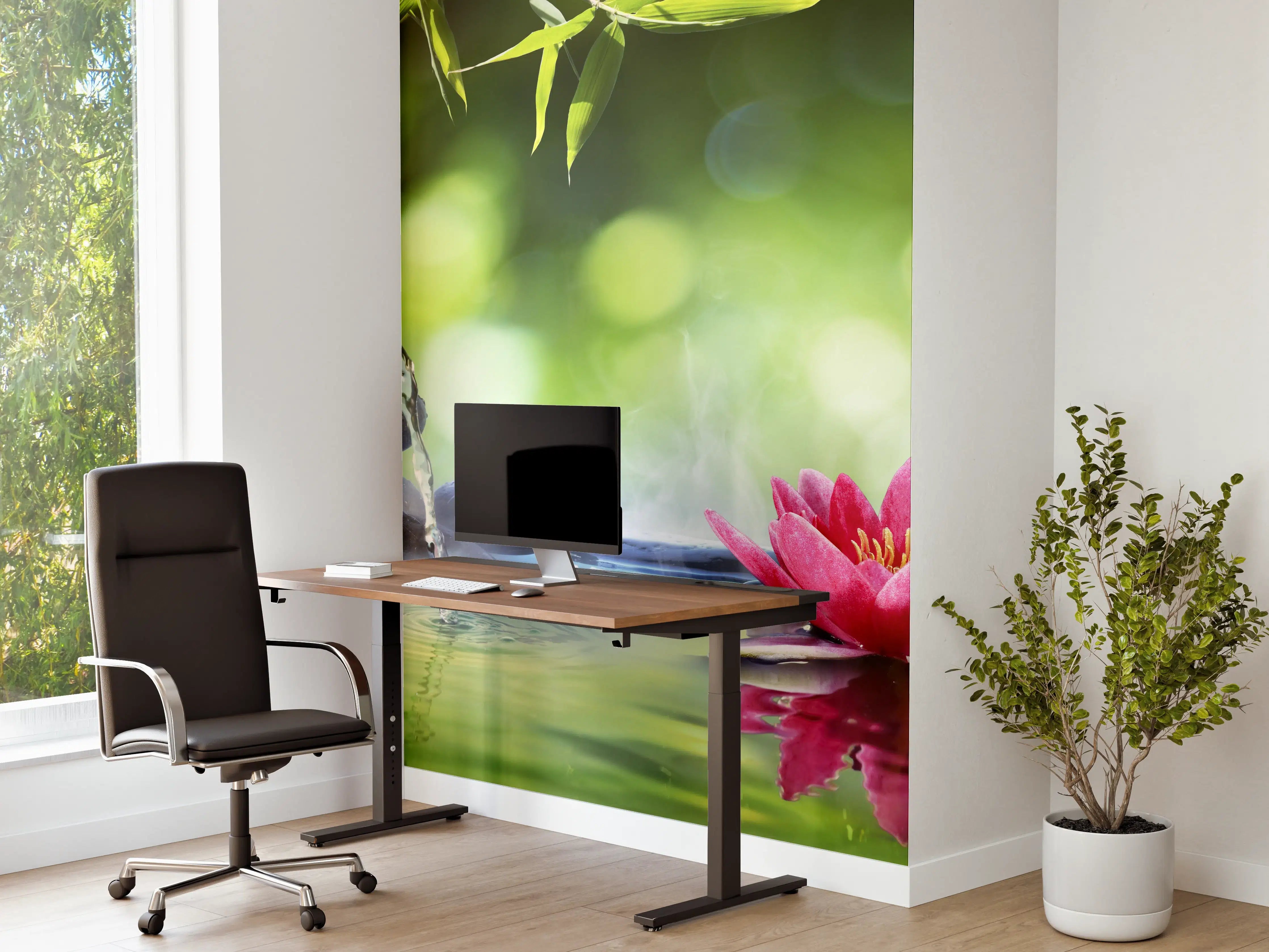 Büro Wandgestaltung - Zen-Steine mit Lotusblüte