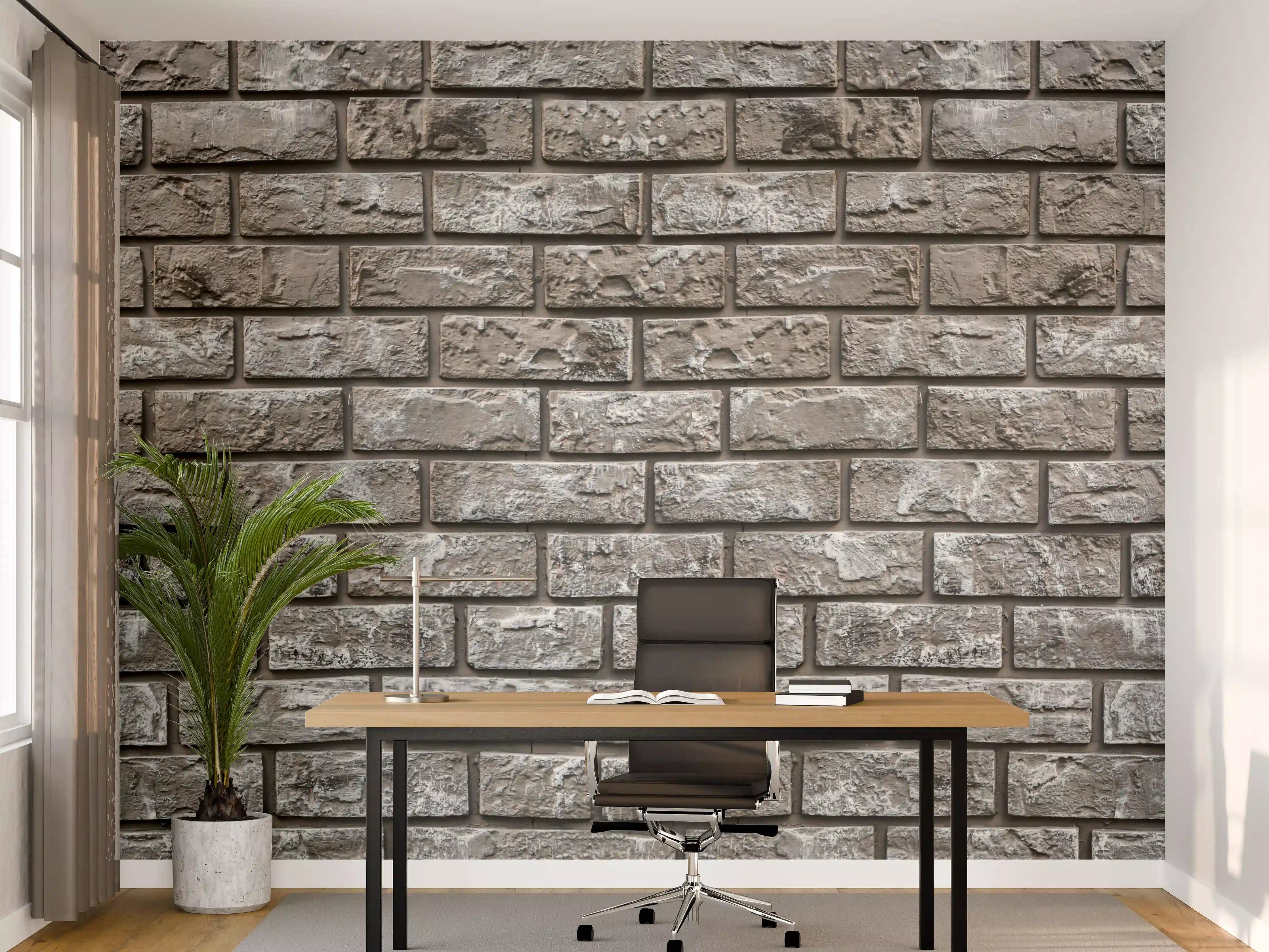 Büro Wandgestaltung - Ziegelmauer aus dekorativem grauem Stein