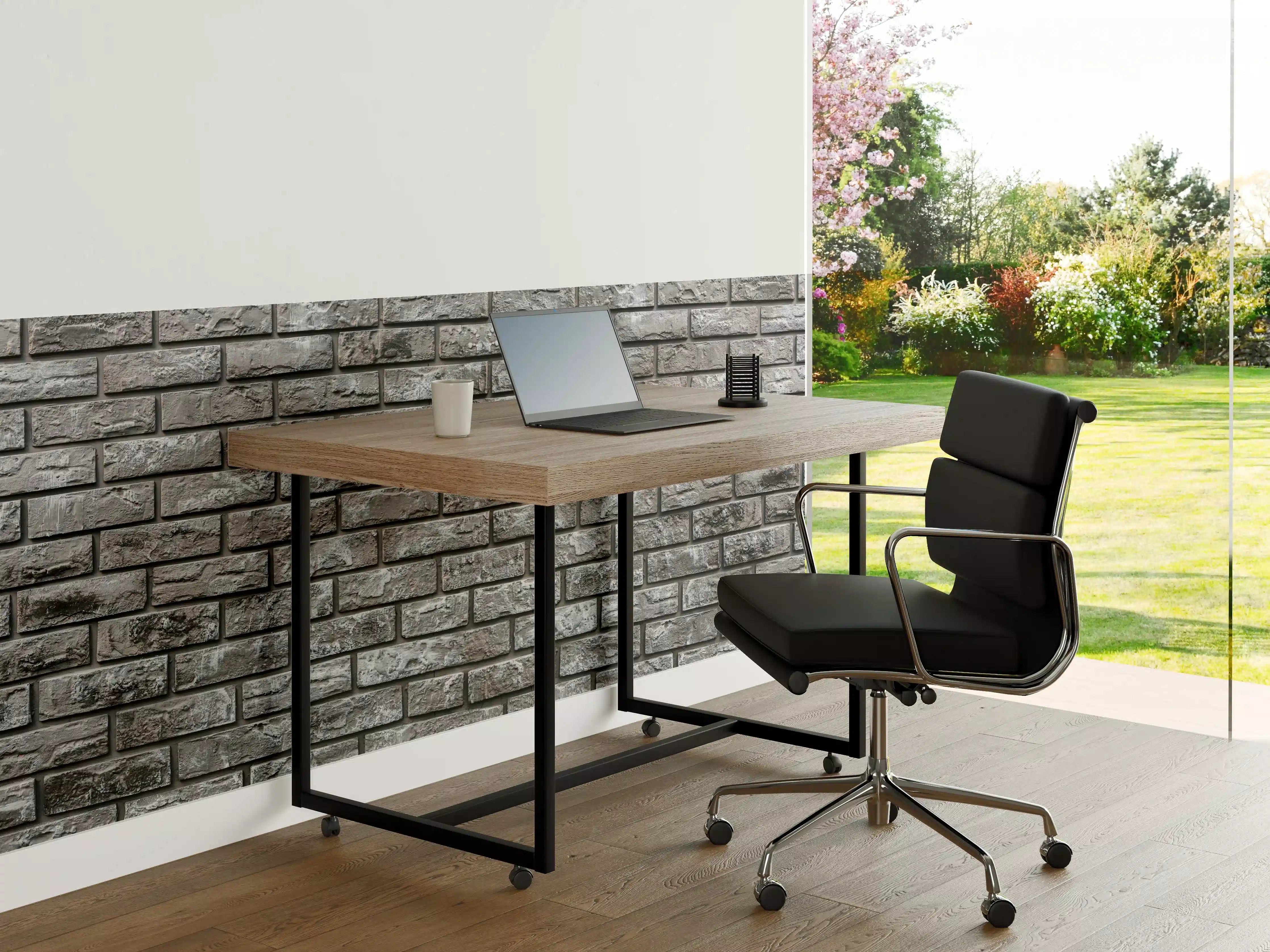 Büro Wandgestaltung - Ziegelmauer aus dekorativem grauem Stein