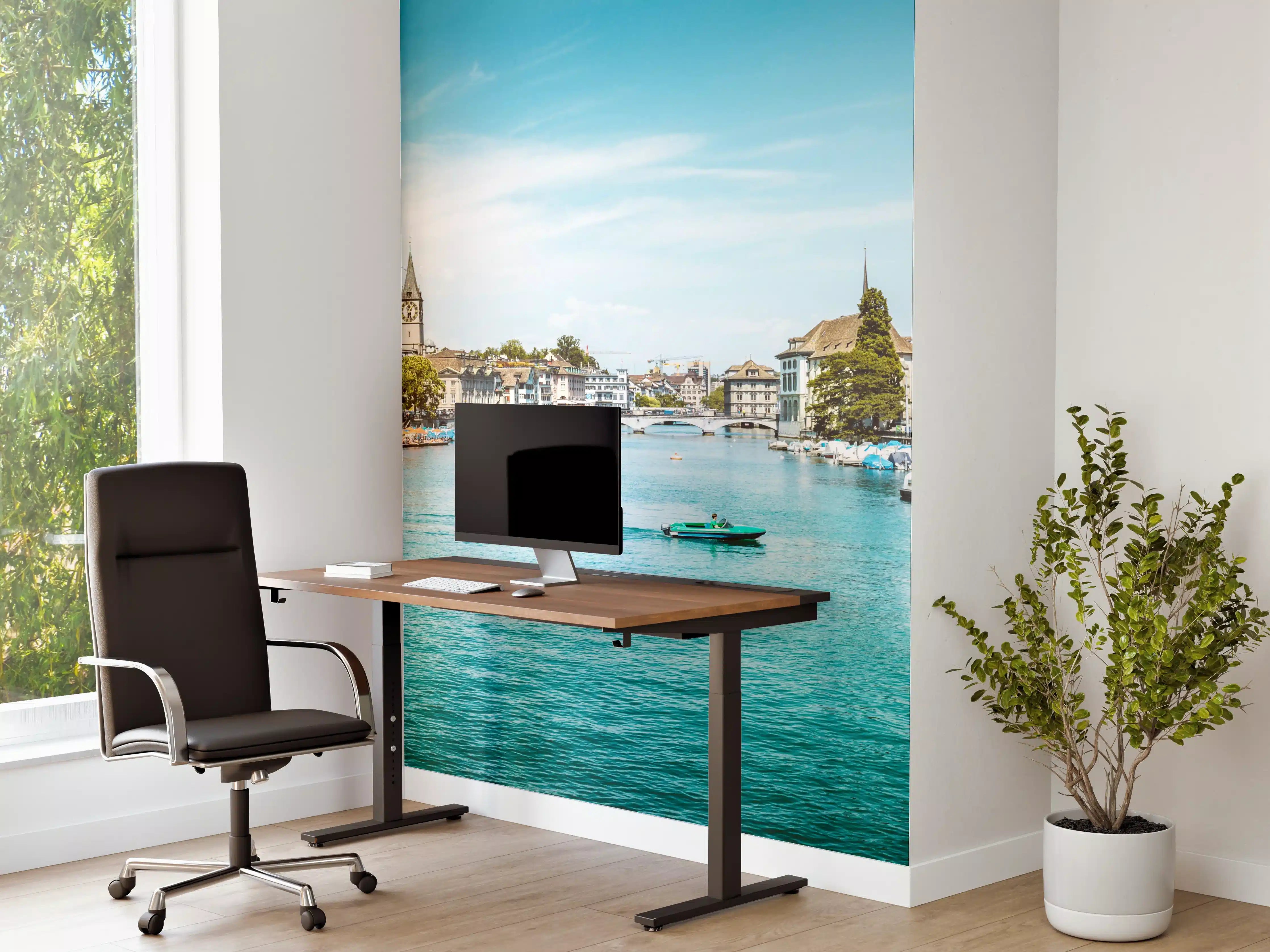 Büro Wandgestaltung - Zürich Skyline Panorama mit Fluss Limmat