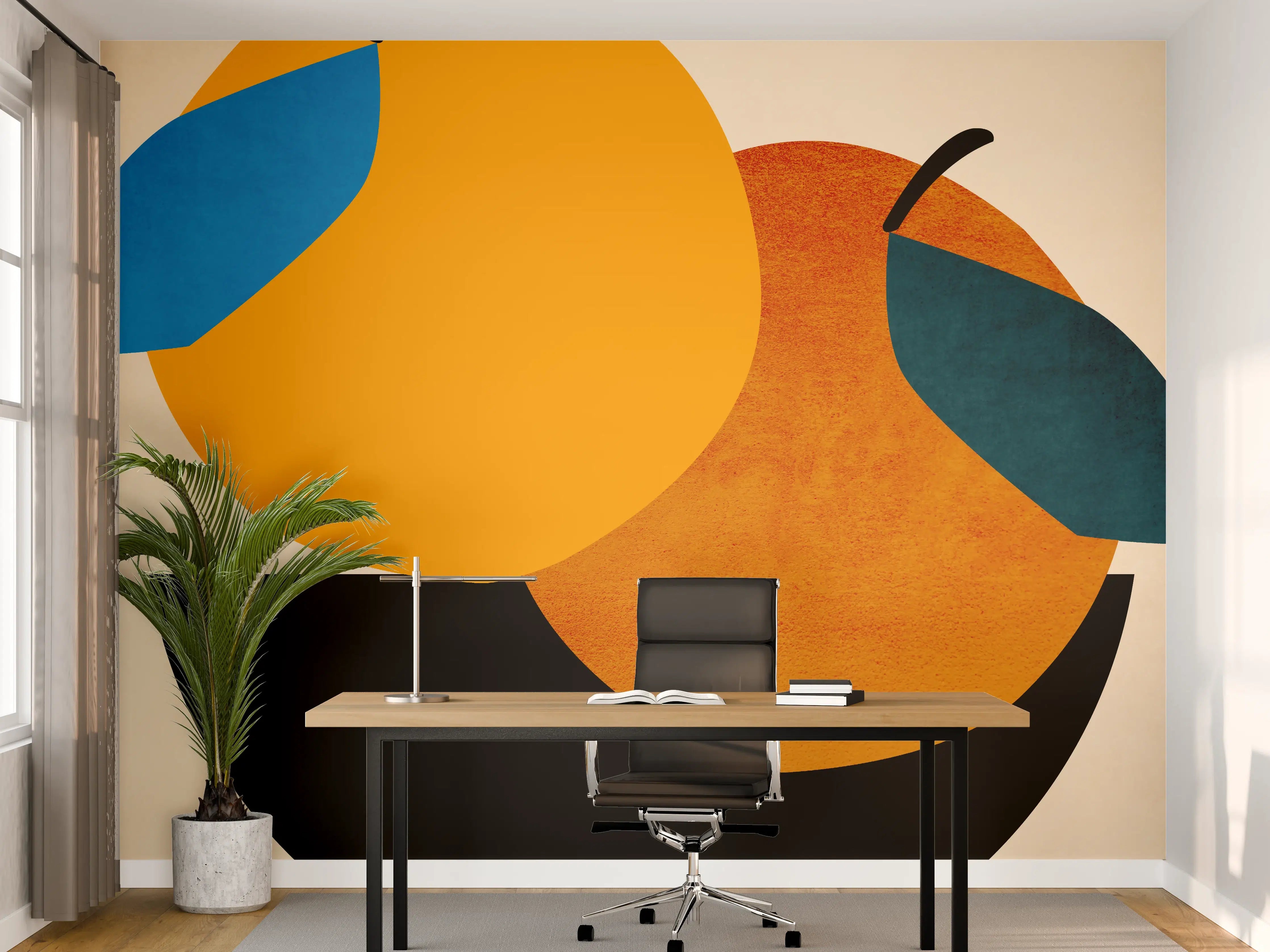 Büro Wandgestaltung - Zwei Orangen - Zeichnung