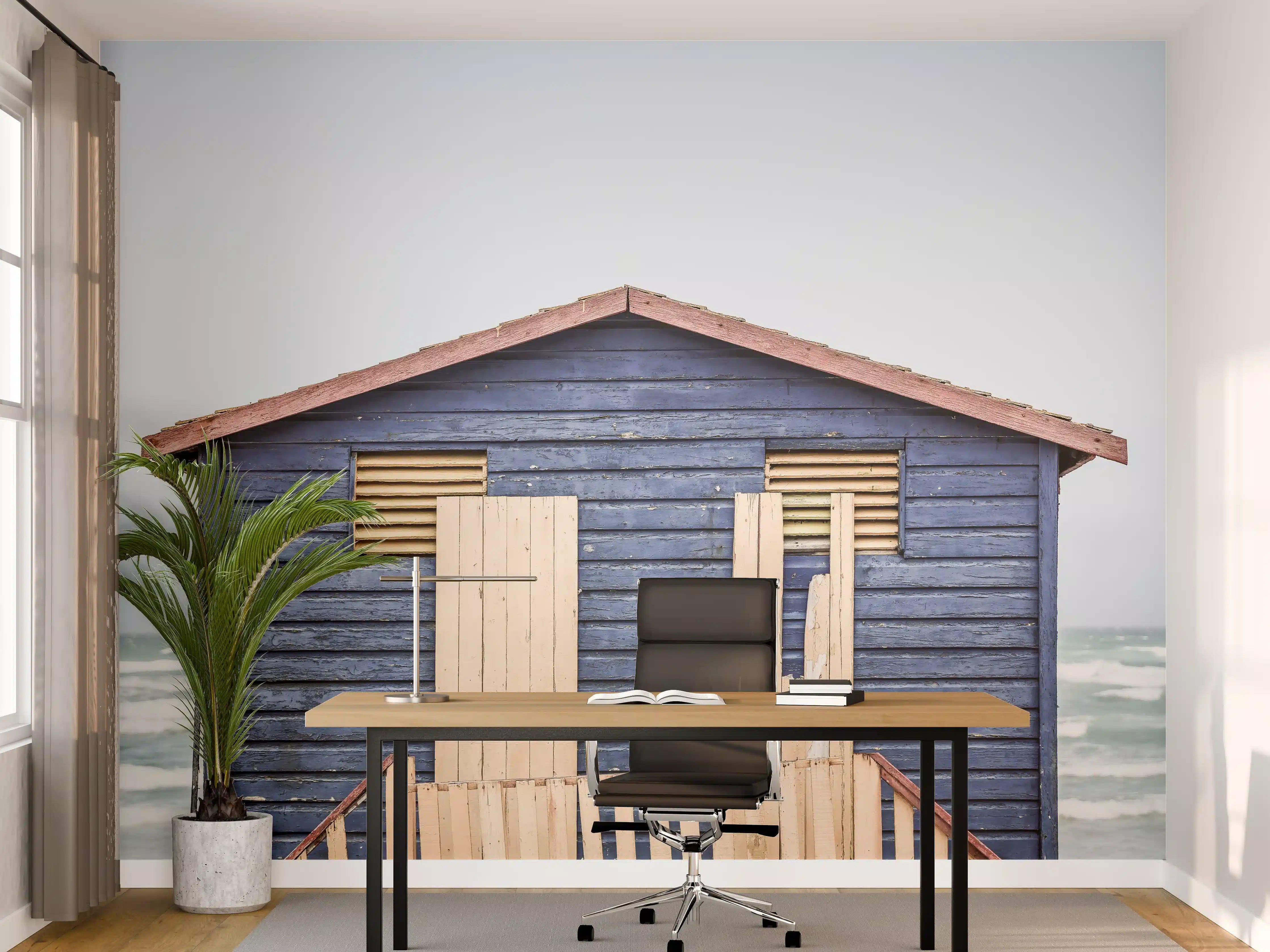 Büro Wandgestaltung - "Edle Grau-Weiß Marmorstruktur Wandbild - Modernes Deko Gemälde"