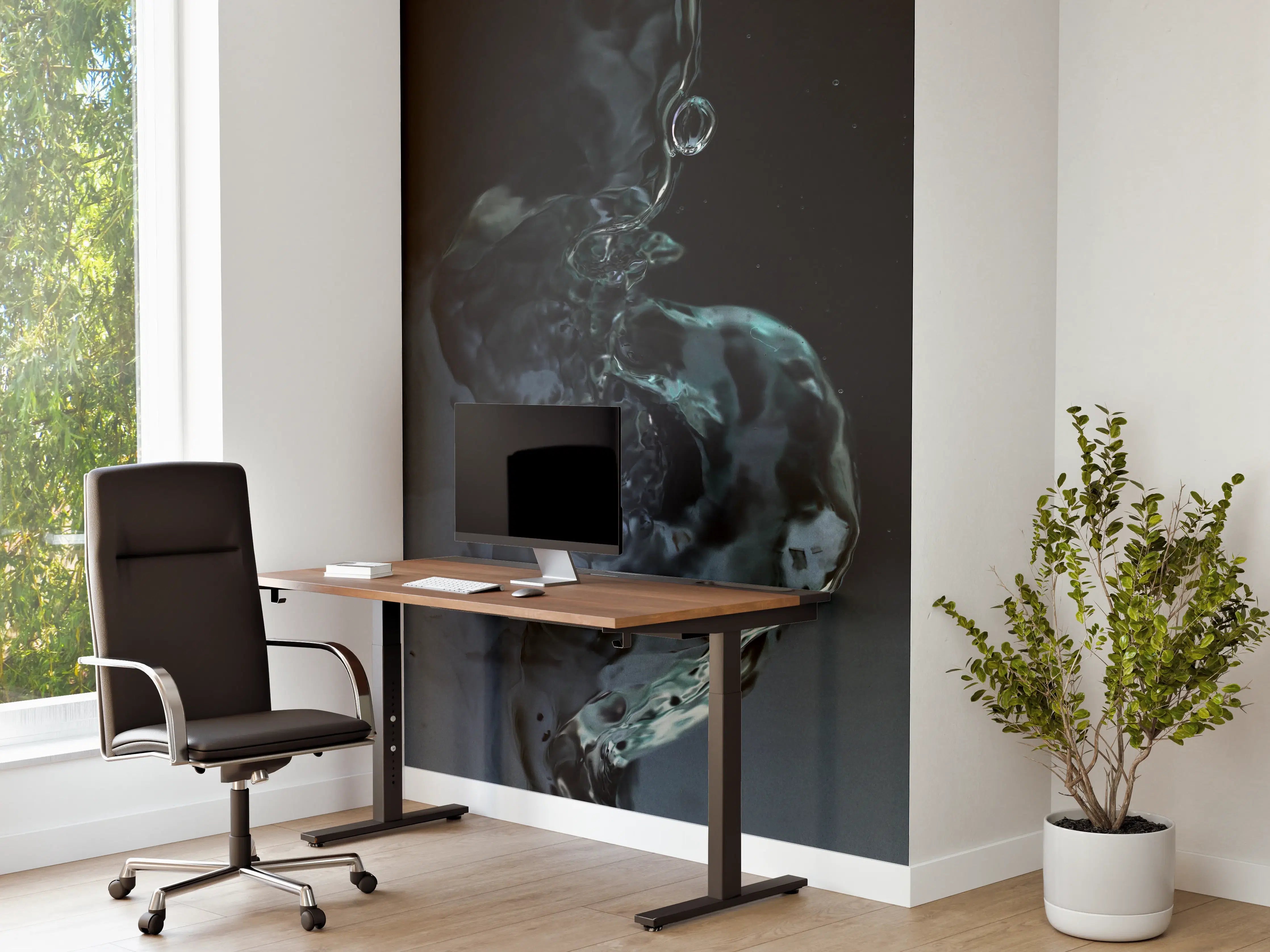 Büro Wandgestaltung - "Edler grauer Damenmantel aus Kaschmir - Winterkollektion 2022"