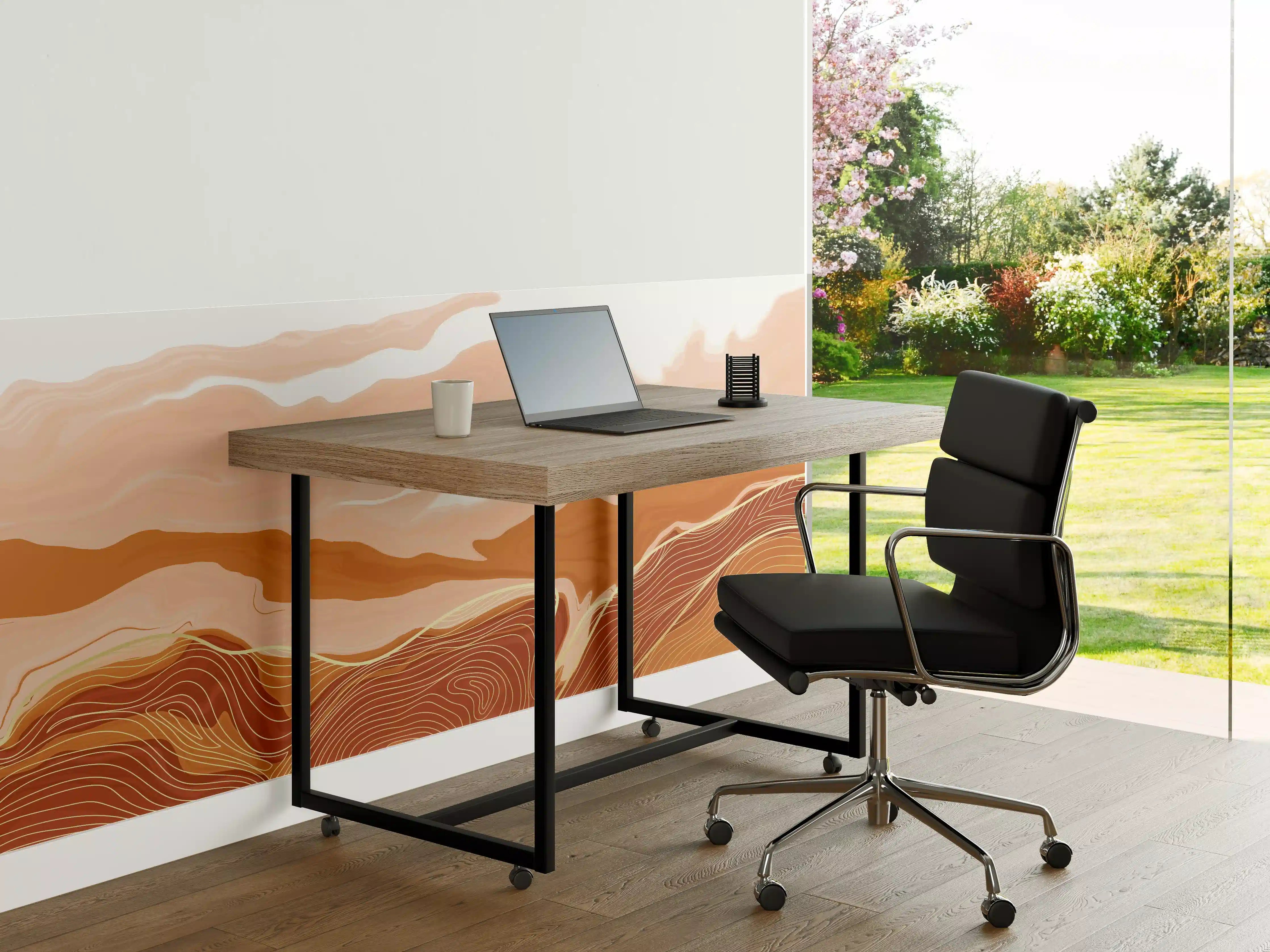 Büro Wandgestaltung - "Feine Grautöne in abstrakter Erdlinienkunst"