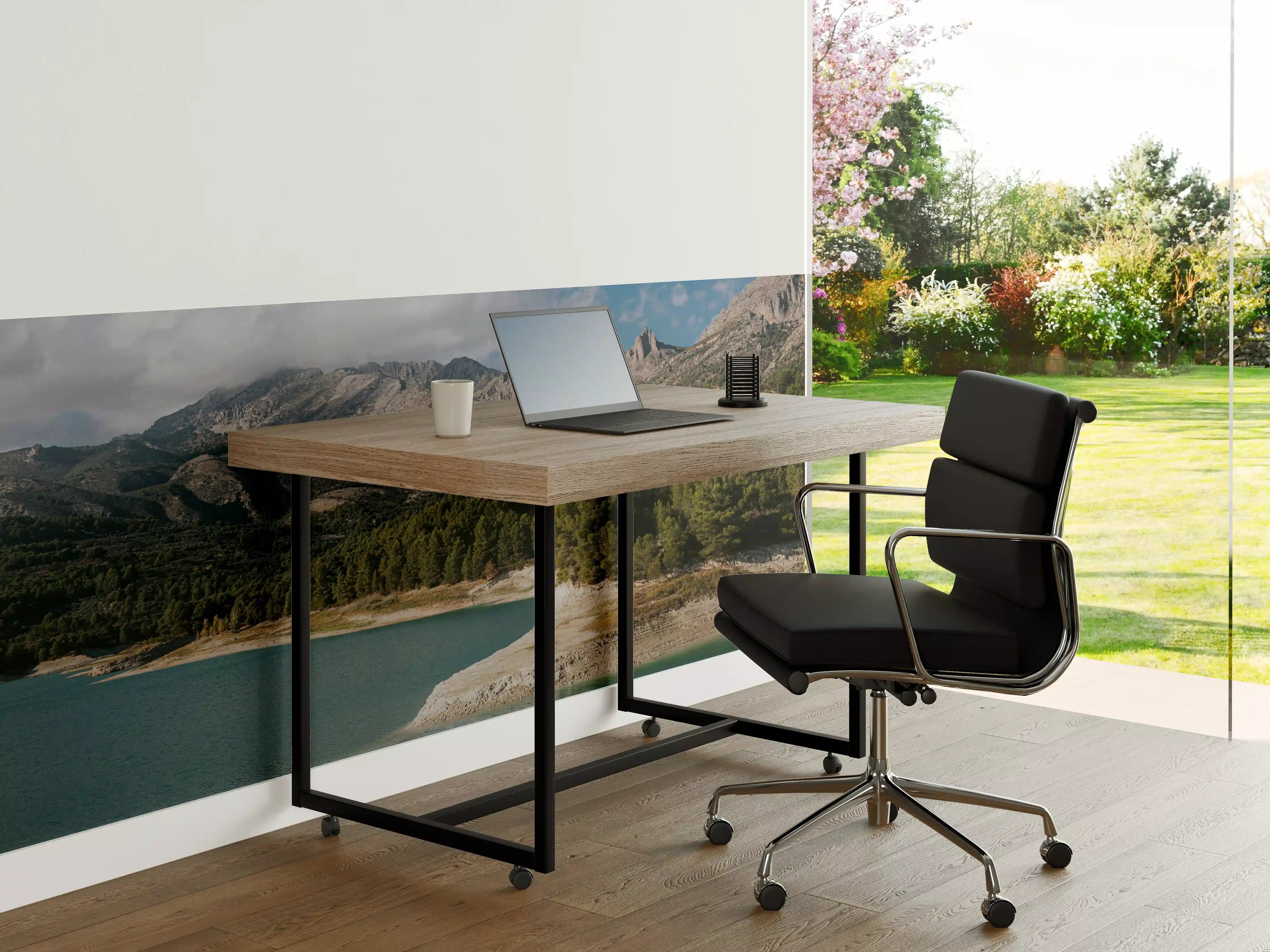 Büro Wandgestaltung - "Moderne Blumenmuster Leinwandbild, Schwarz-Weiß, 60x90 cm"