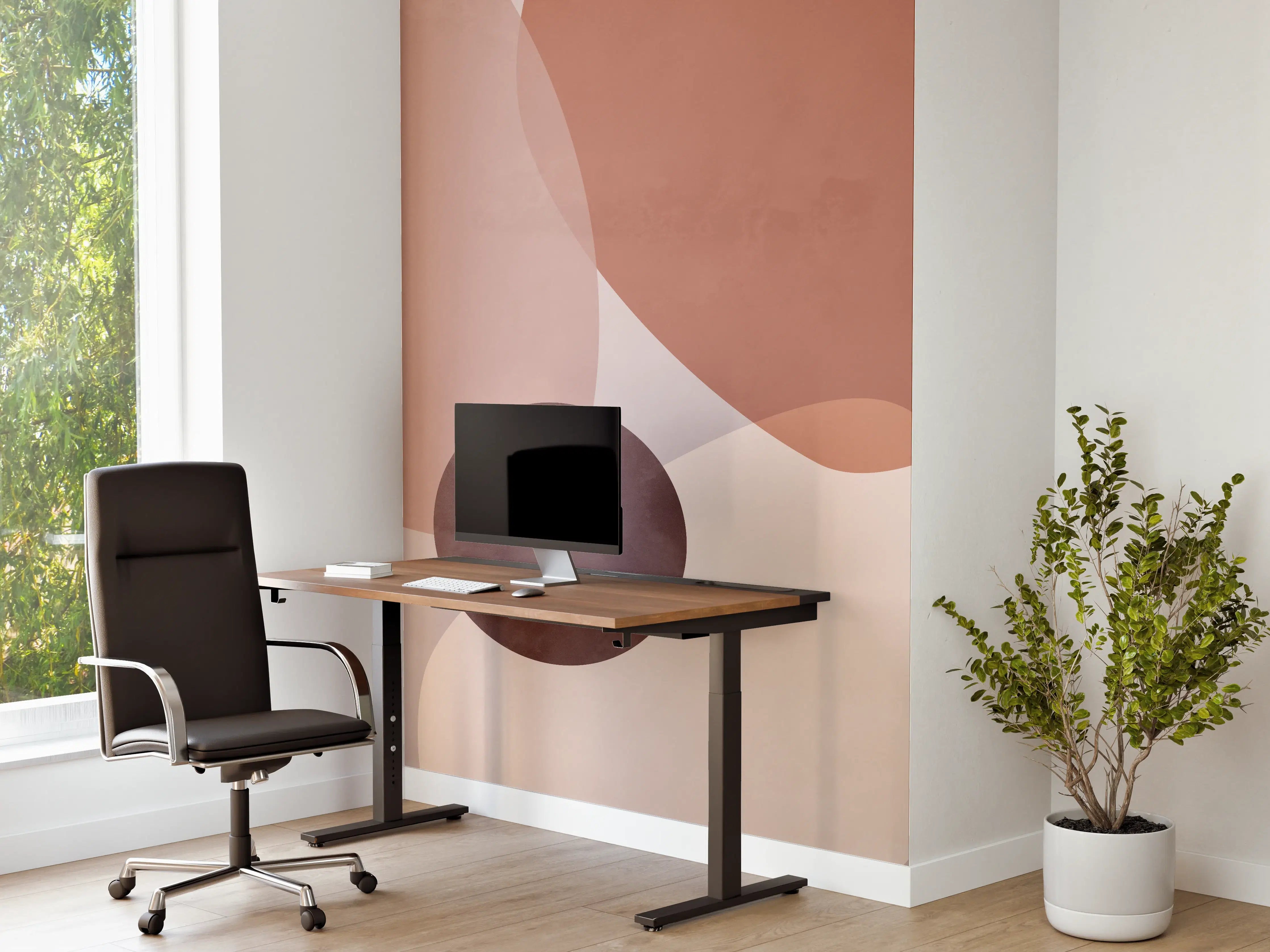Büro Wandgestaltung - "Moderne Grau-Weiß Geometrische Wanduhr - Minimalistisches Design"