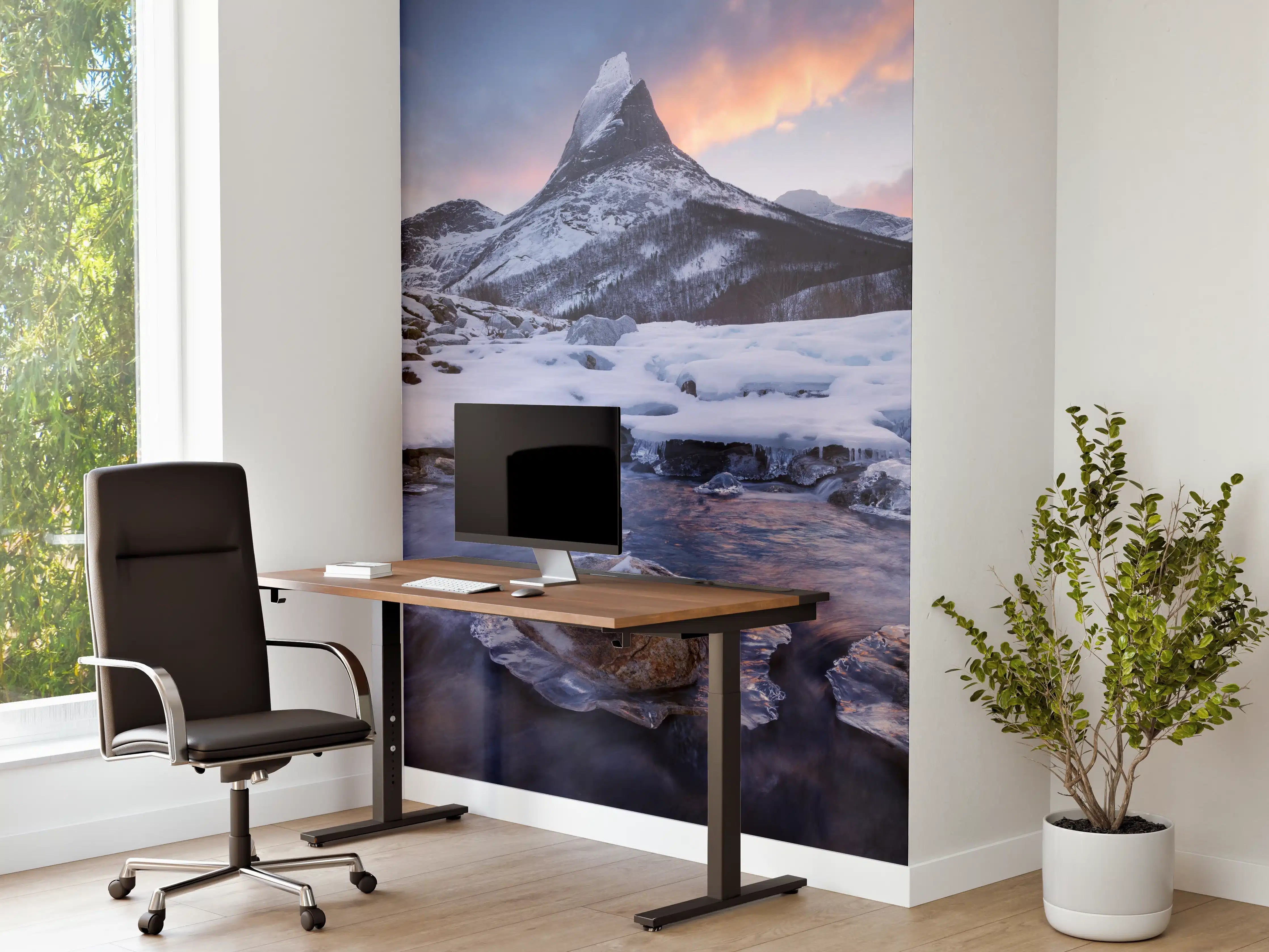 Büro Wandgestaltung - "Moderne Grau-Weiße Marmorstruktur - Wandbild Kunstdruck"