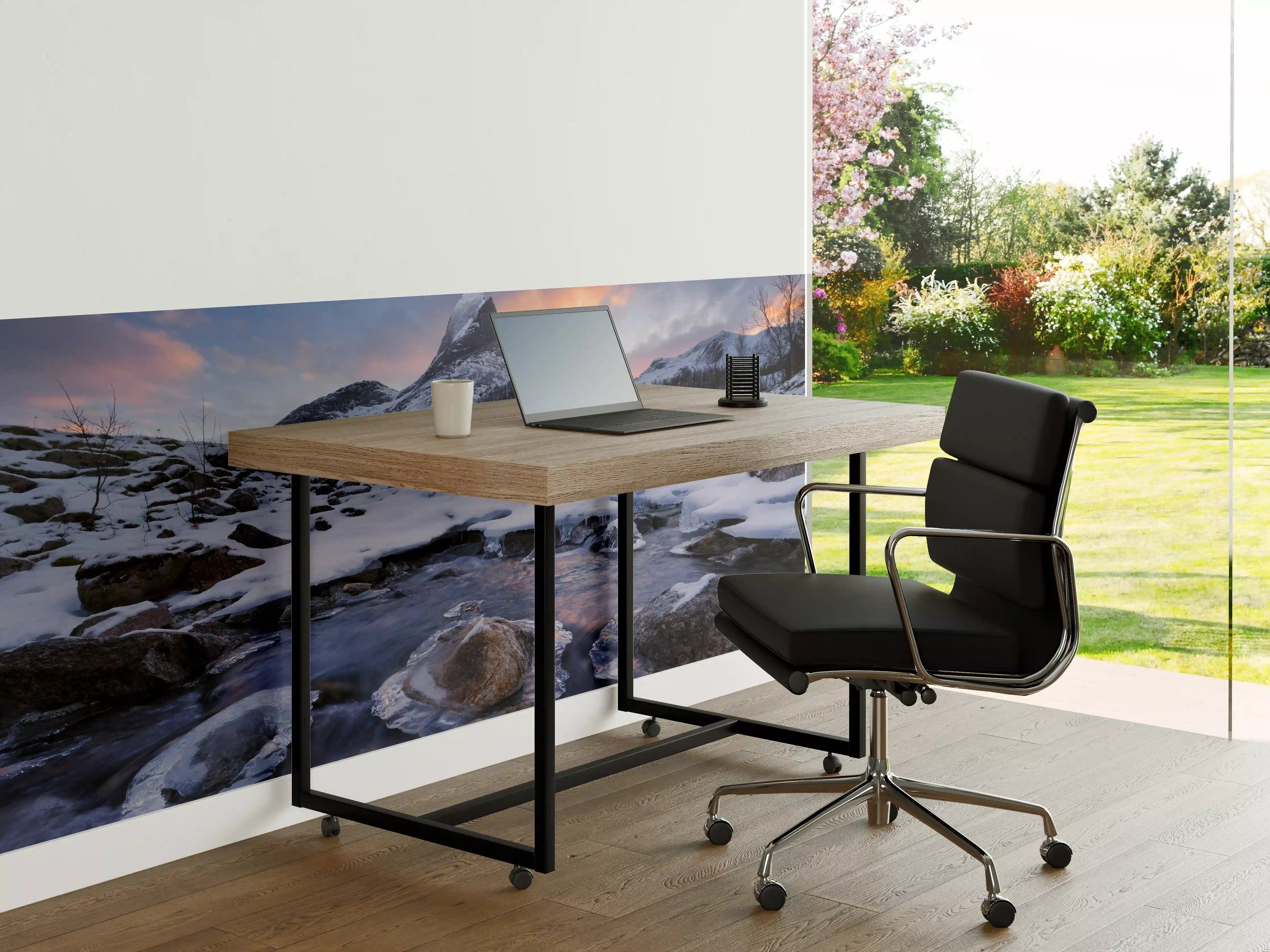 Büro Wandgestaltung - "Moderne Grau-Weiße Marmorstruktur - Wandbild Kunstdruck"