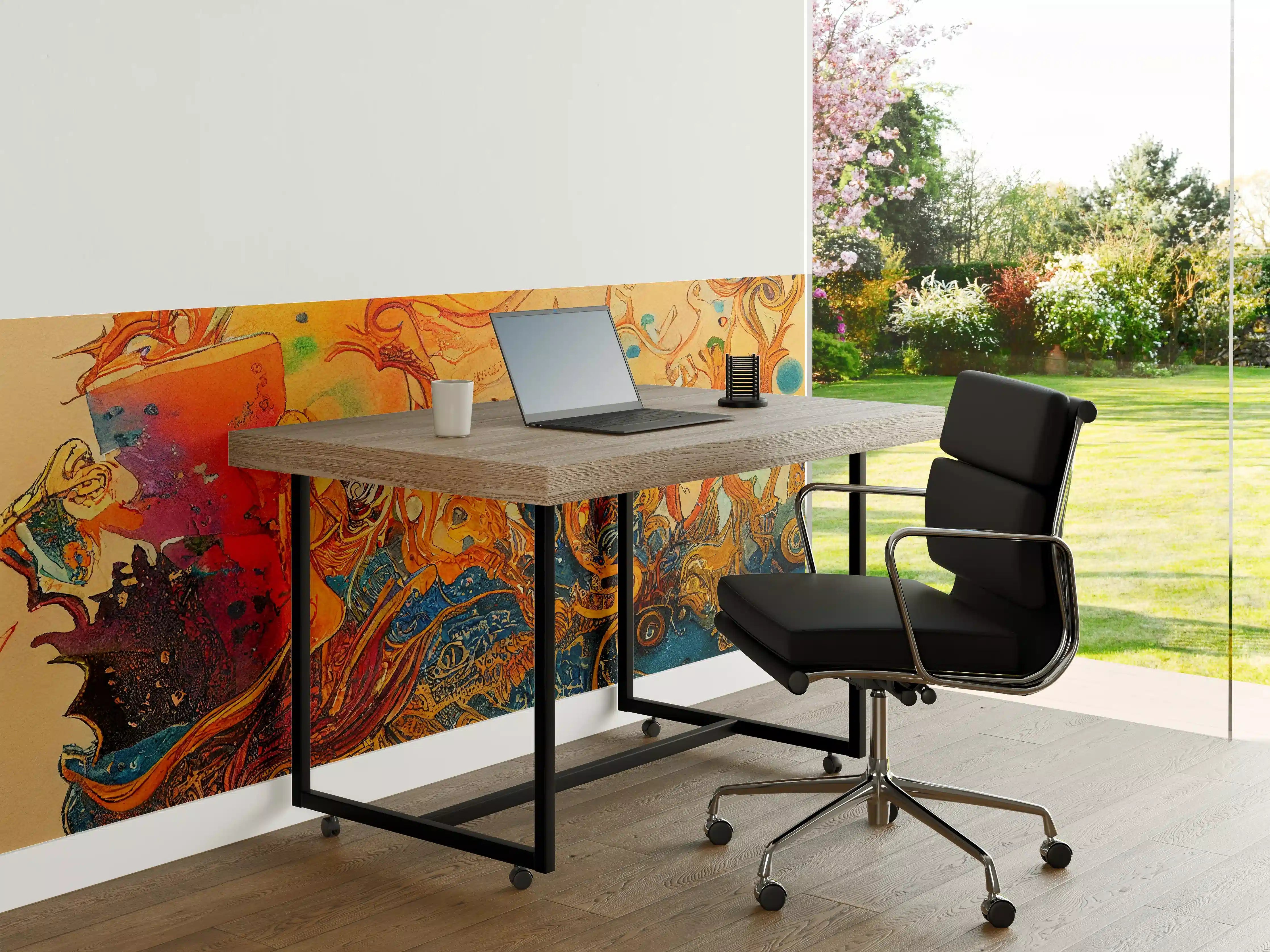 Büro Wandgestaltung - abstrakte bunte Aquarell-Design Illustration
