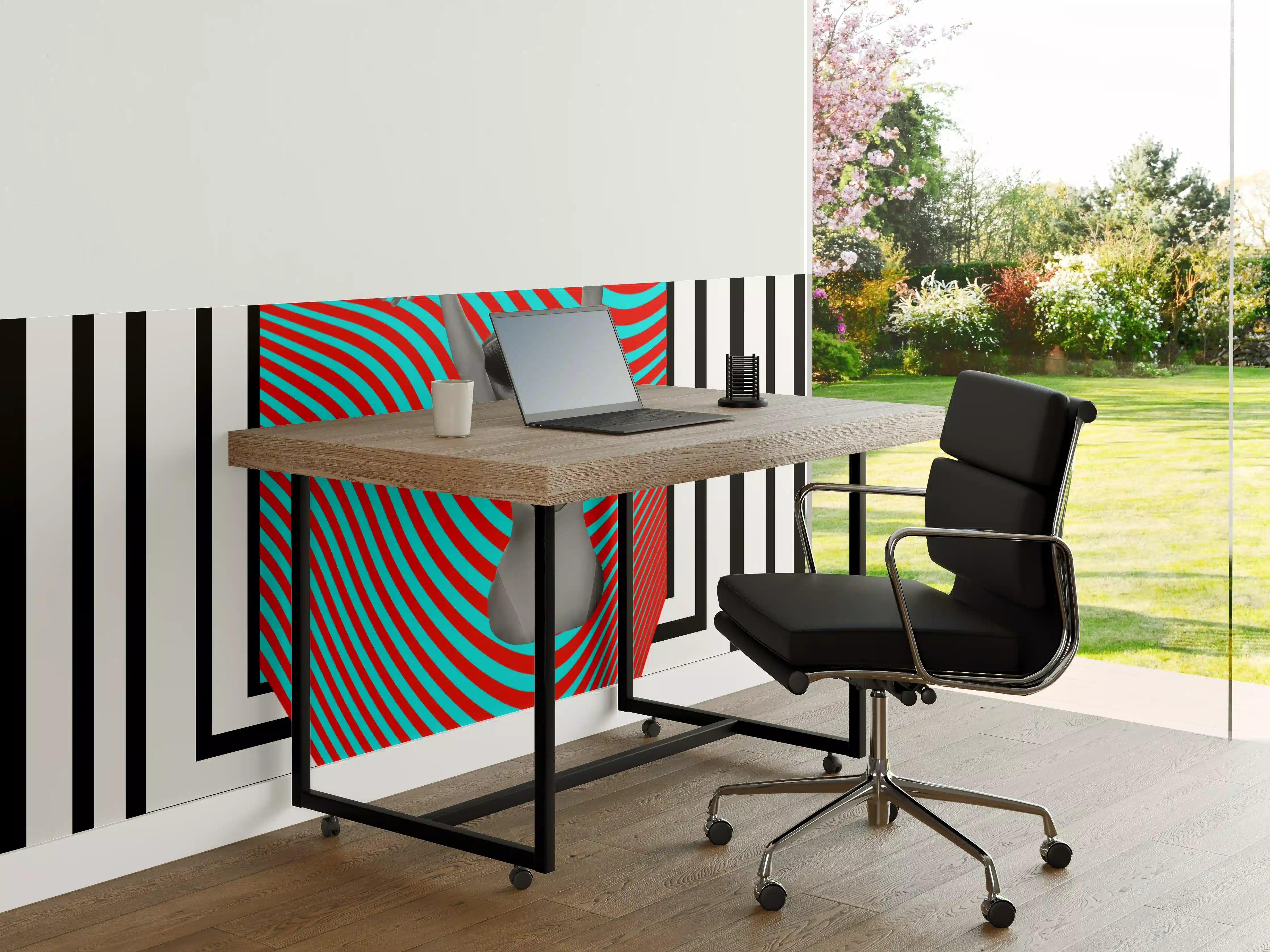Büro Wandgestaltung - ästhetische Kunstkollage mit Model