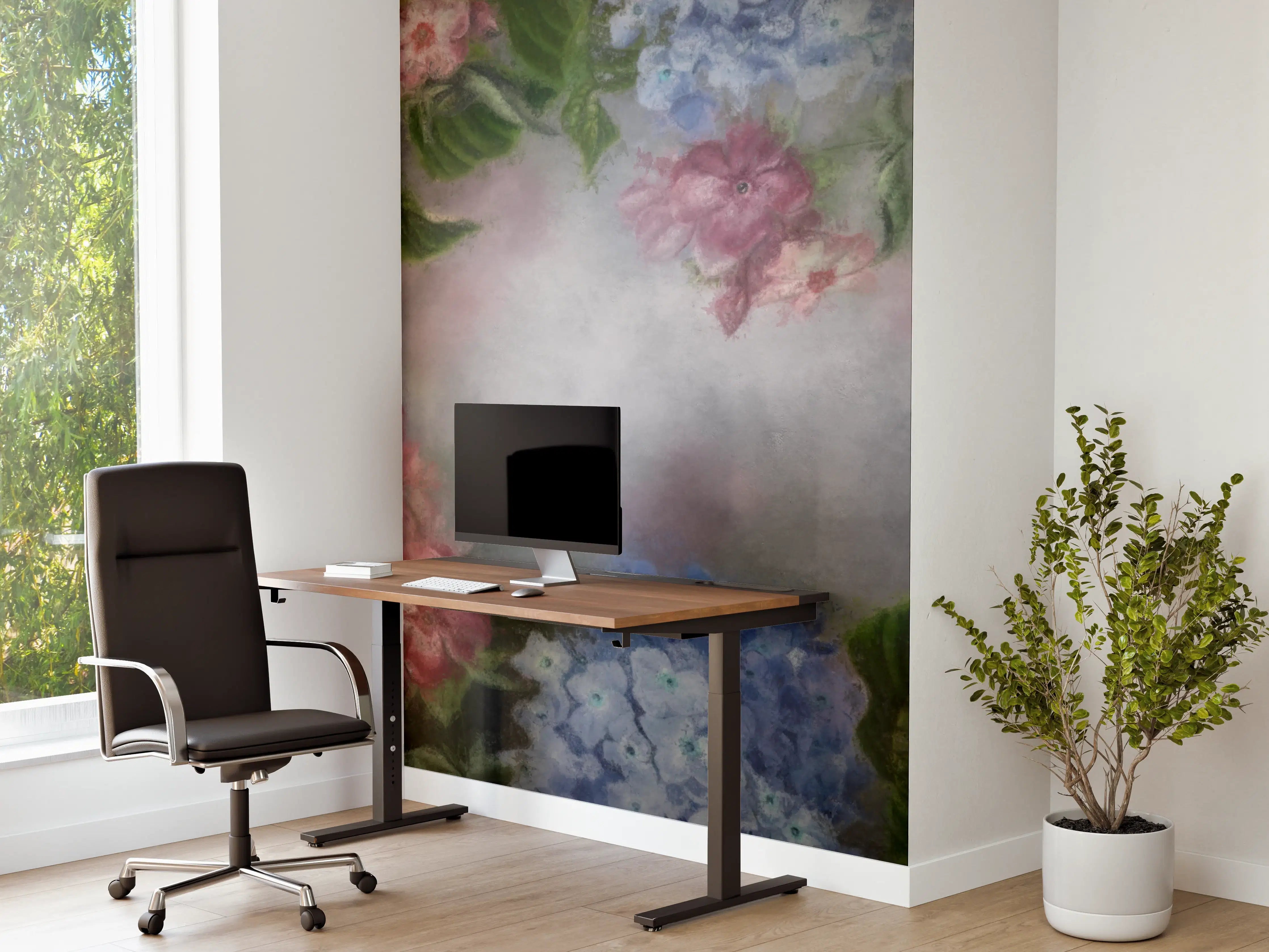 Büro Wandgestaltung - antiquarisches Blumengemälde
