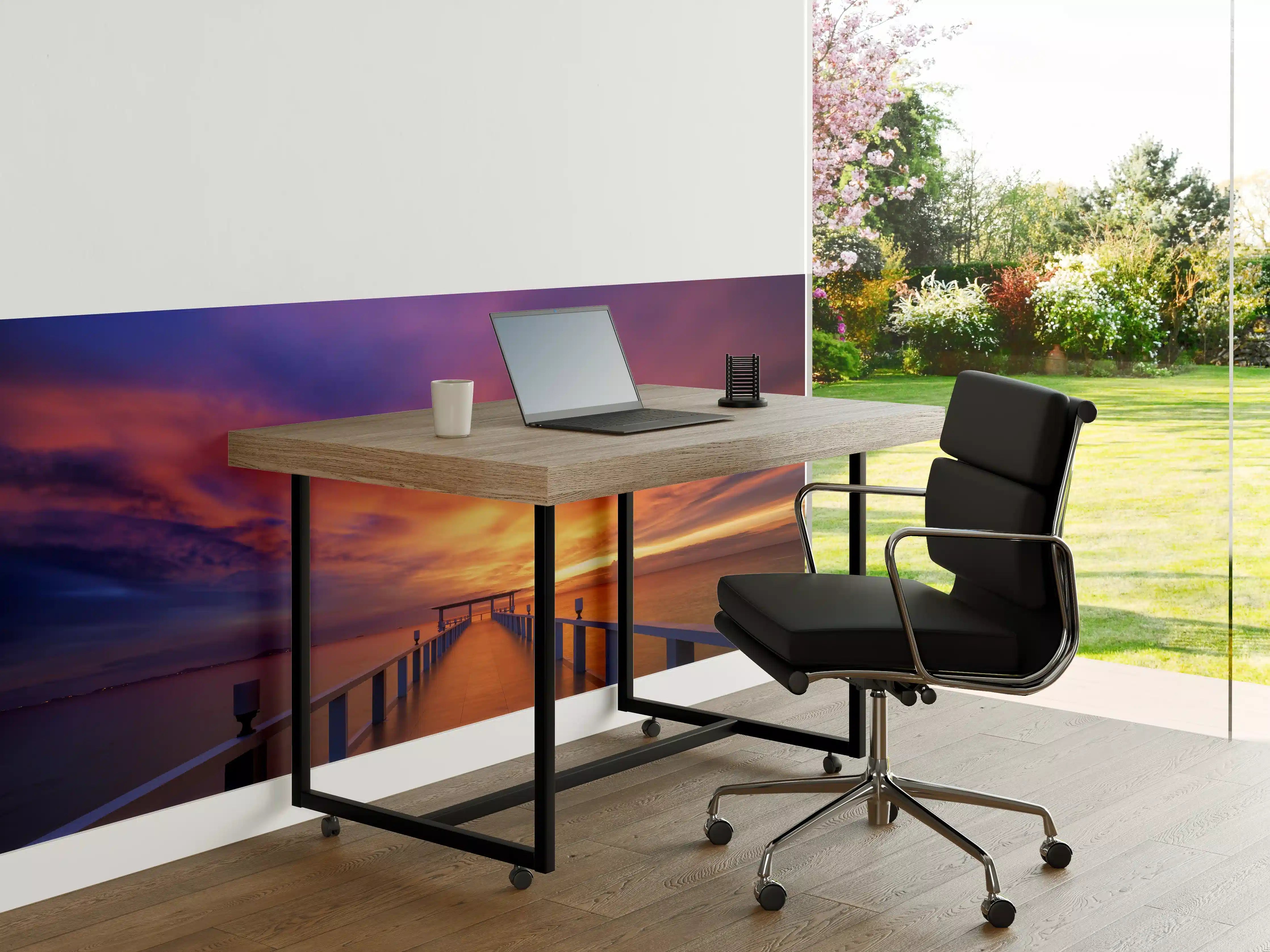Büro Wandgestaltung - bezaubernde Holzbrücke in Chon Buri