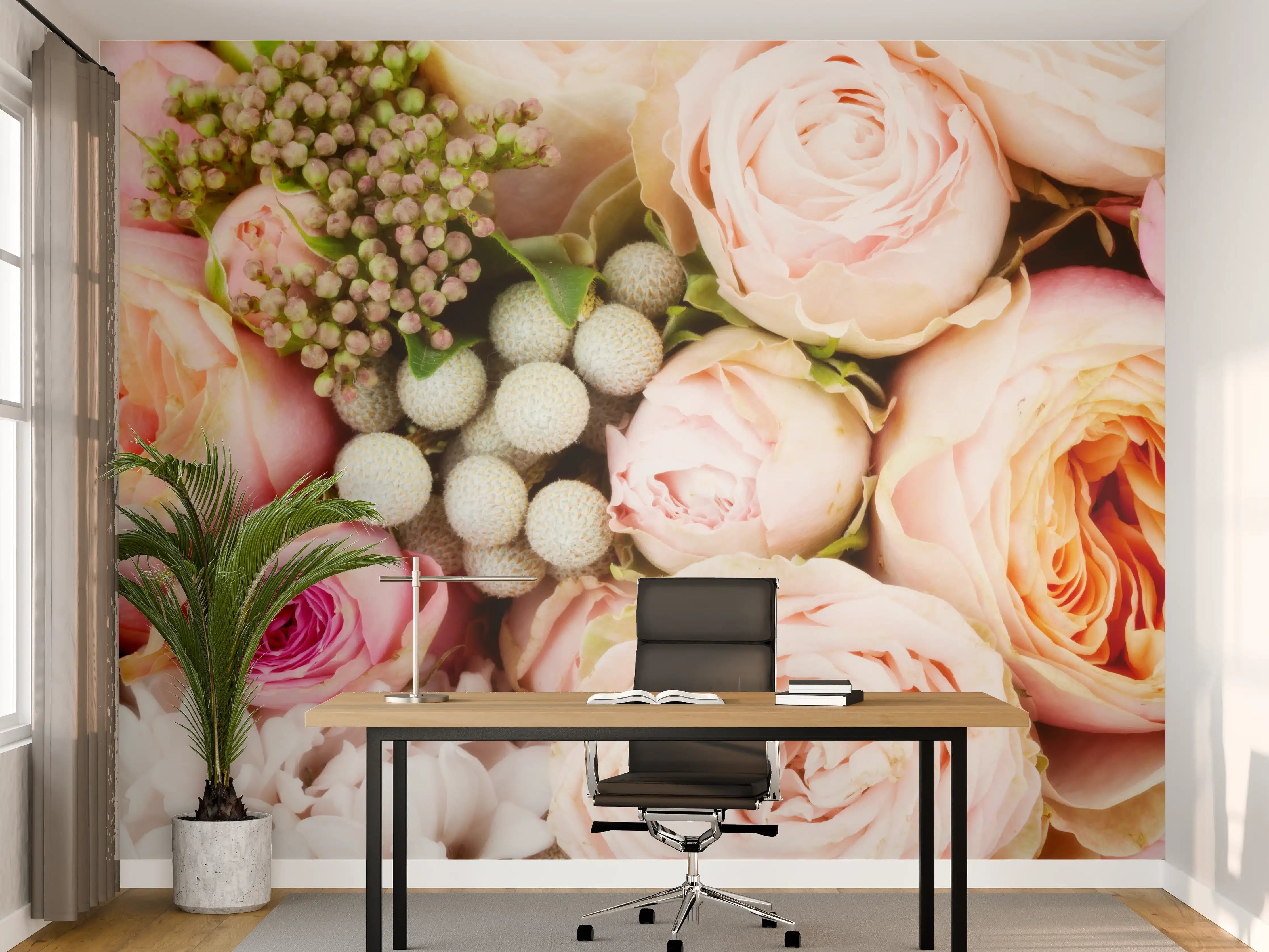 Büro Wandgestaltung - bunter sommerlicher  Blumenstrauß