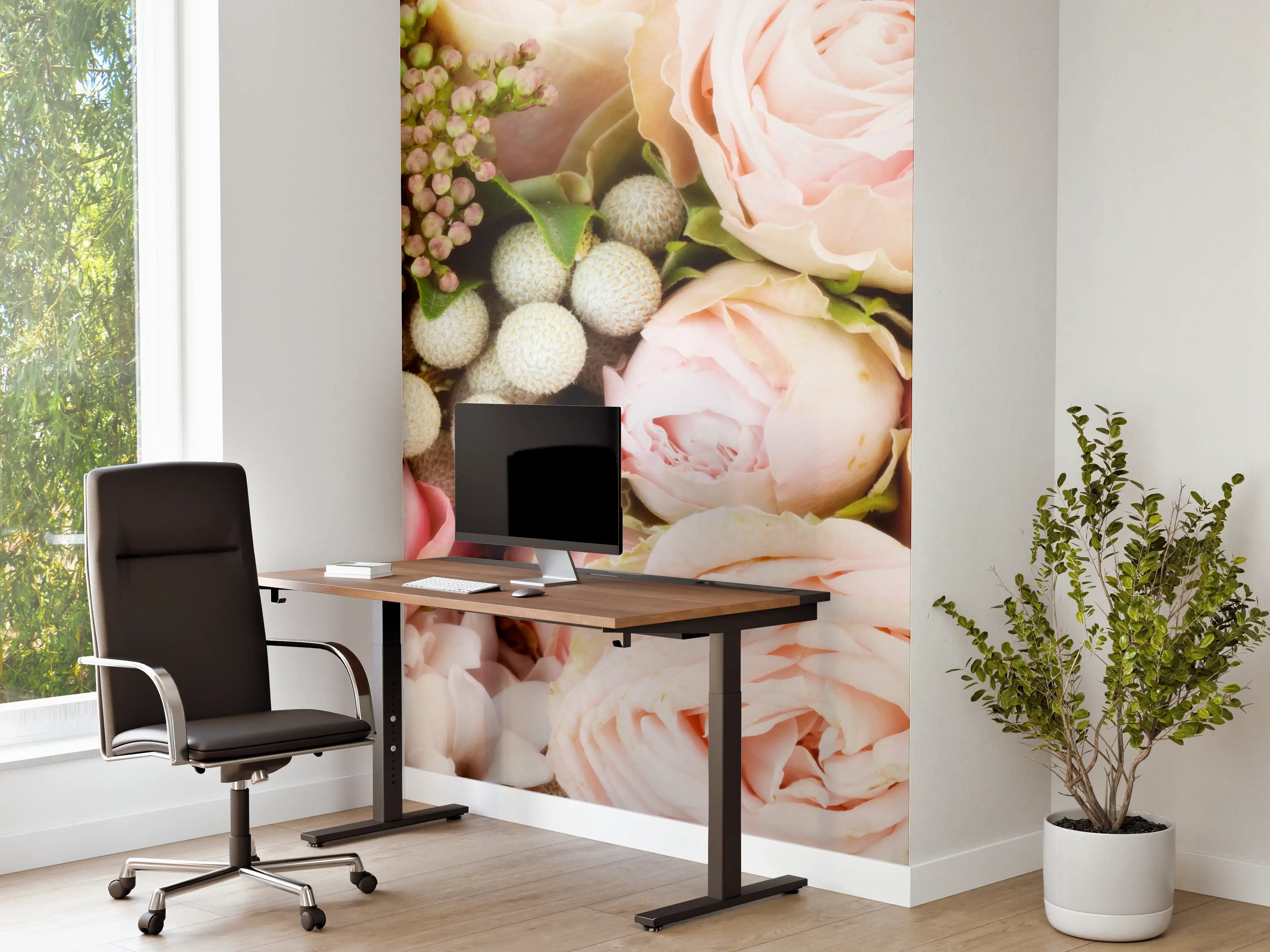 Büro Wandgestaltung - bunter sommerlicher  Blumenstrauß