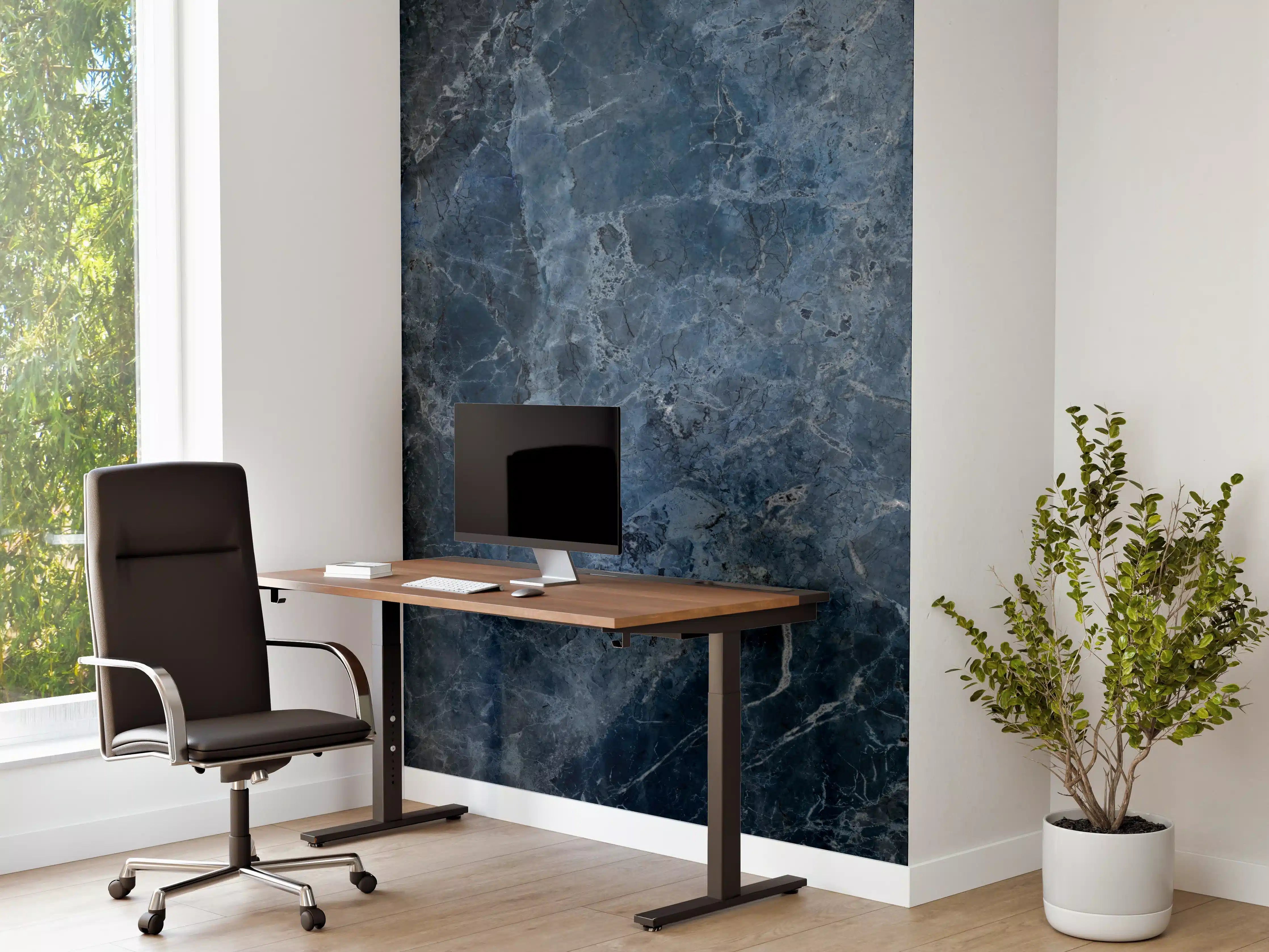 Büro Wandgestaltung - dunkelblaue Marmor Steinstruktur