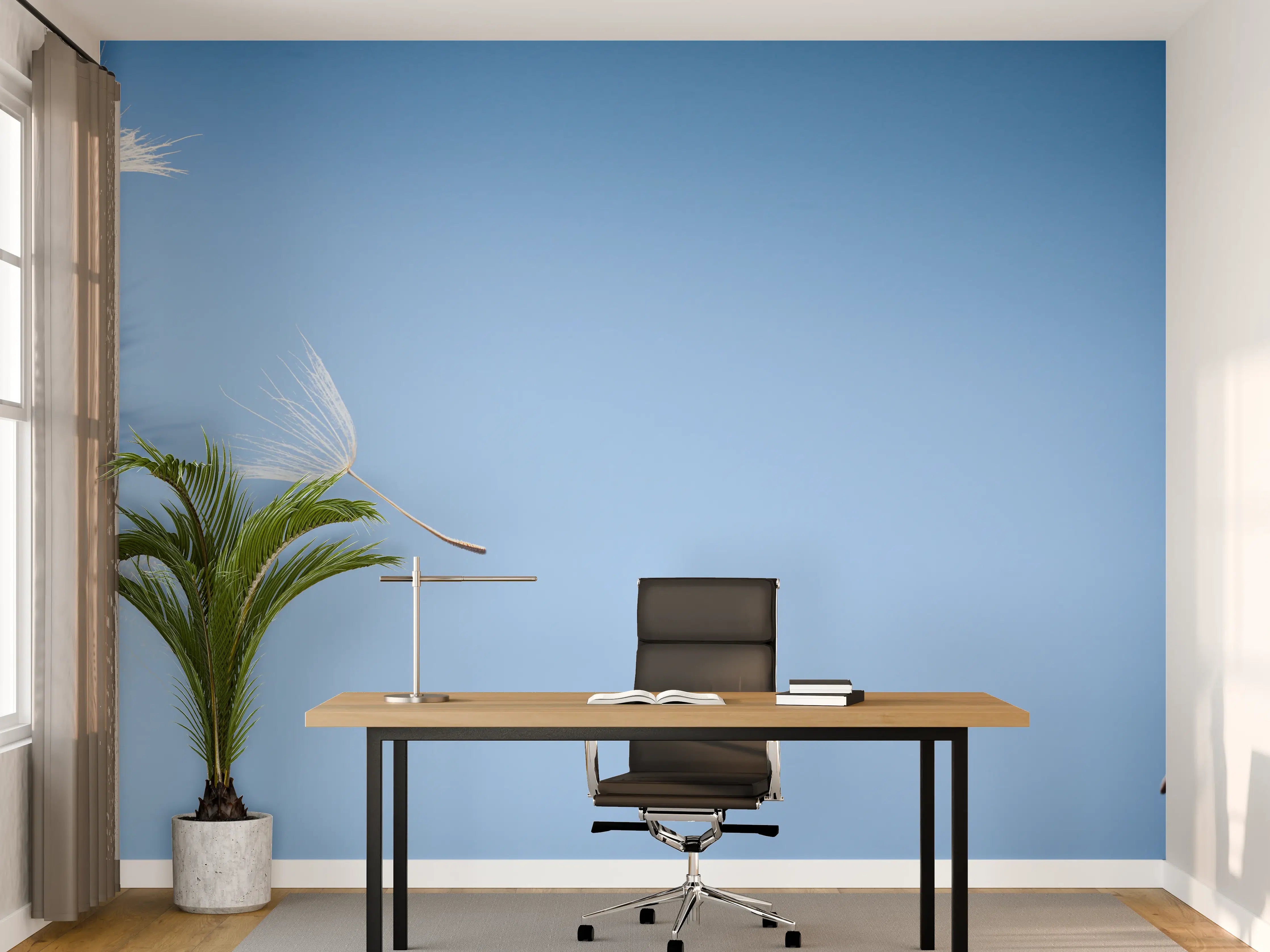 Büro Wandgestaltung - fliegende Löwenzahnsamen im Wind
