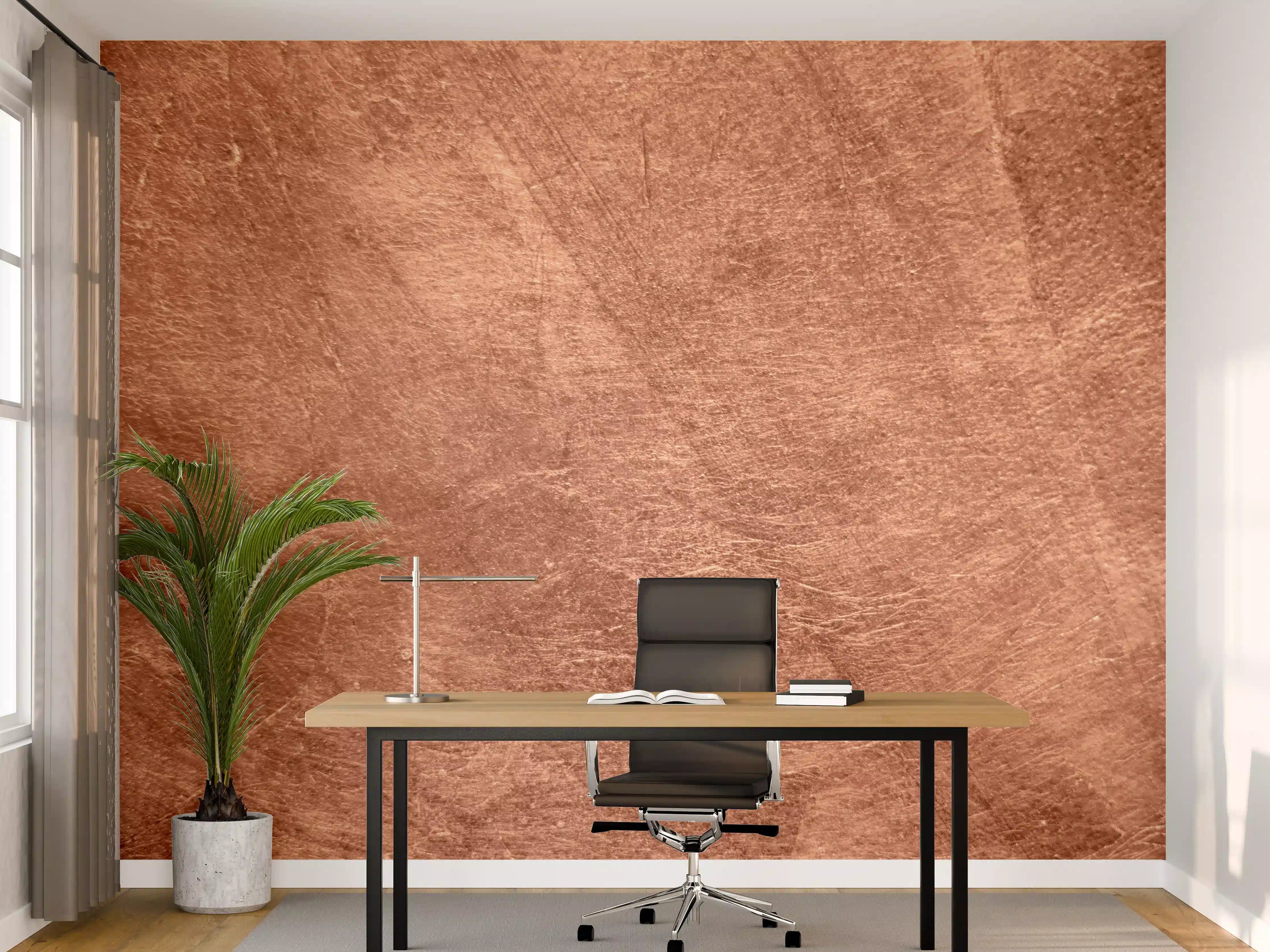 Büro Wandgestaltung - gebürstetes belichtetes Kupfer