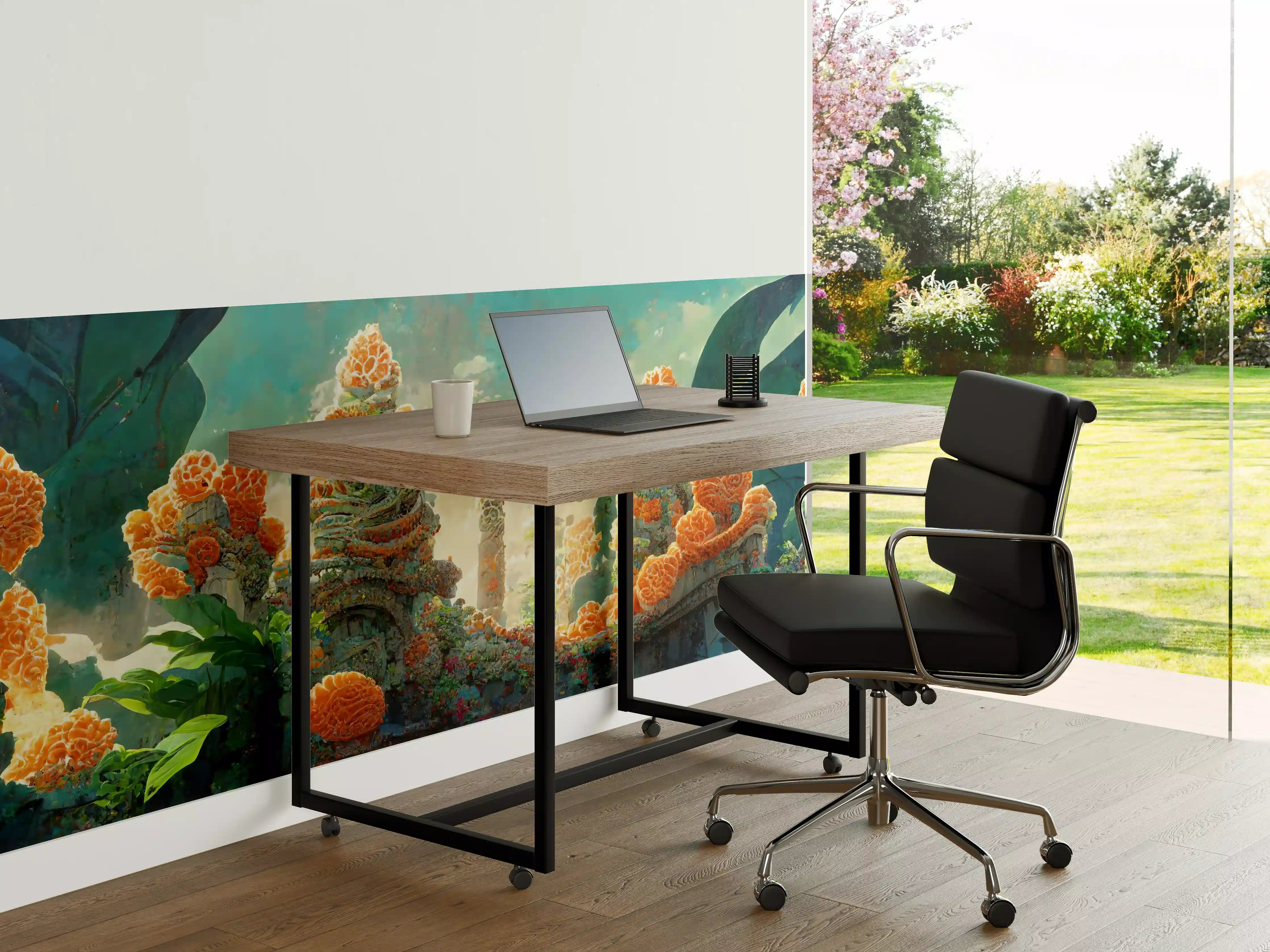 Büro Wandgestaltung - gelbe Blumen
