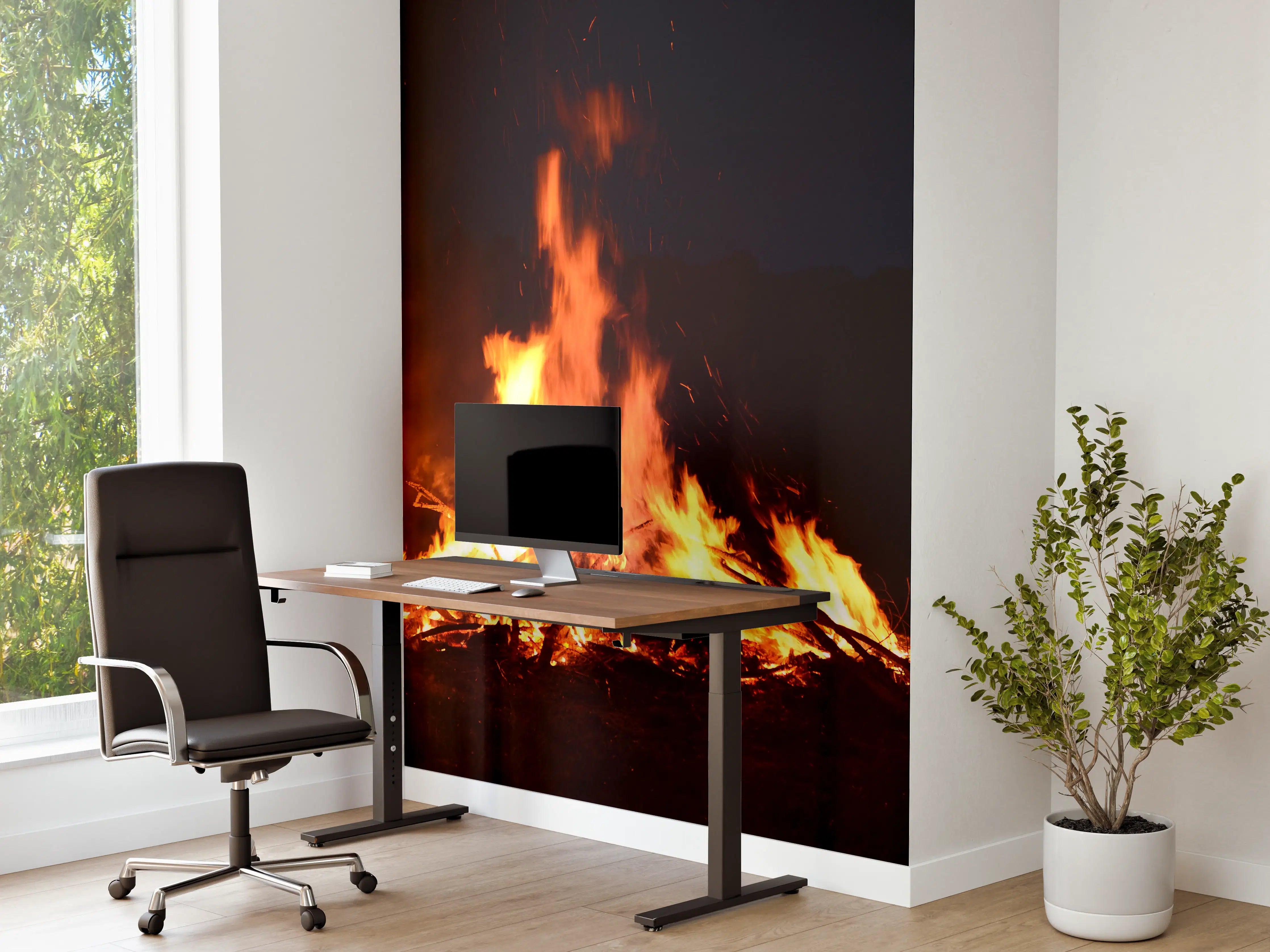 Büro Wandgestaltung - gewaltiges outdoor Lagerfeuer 