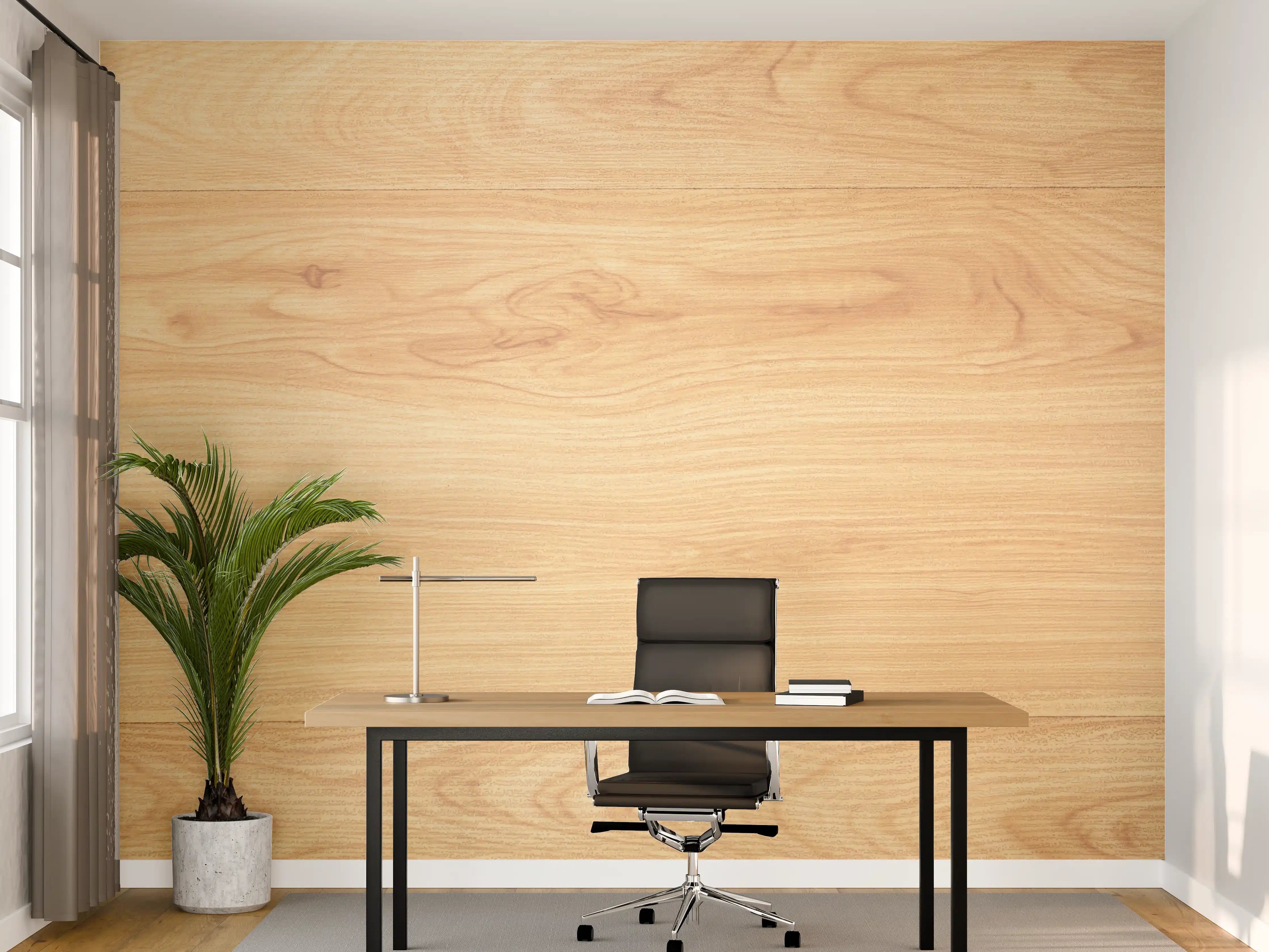 Büro Wandgestaltung - helle Holzmaserung