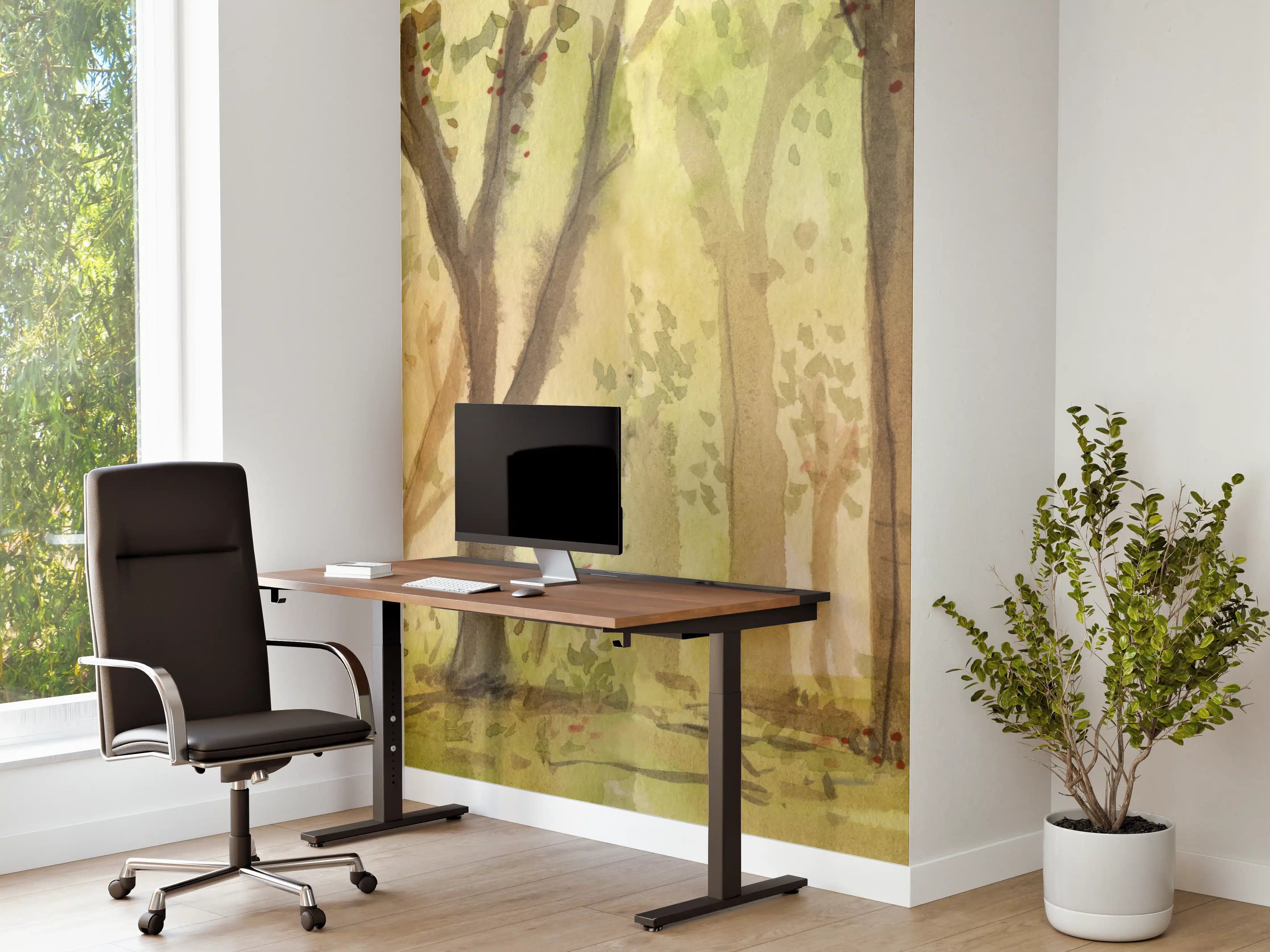 Büro Wandgestaltung - heller Aquarell Wald 