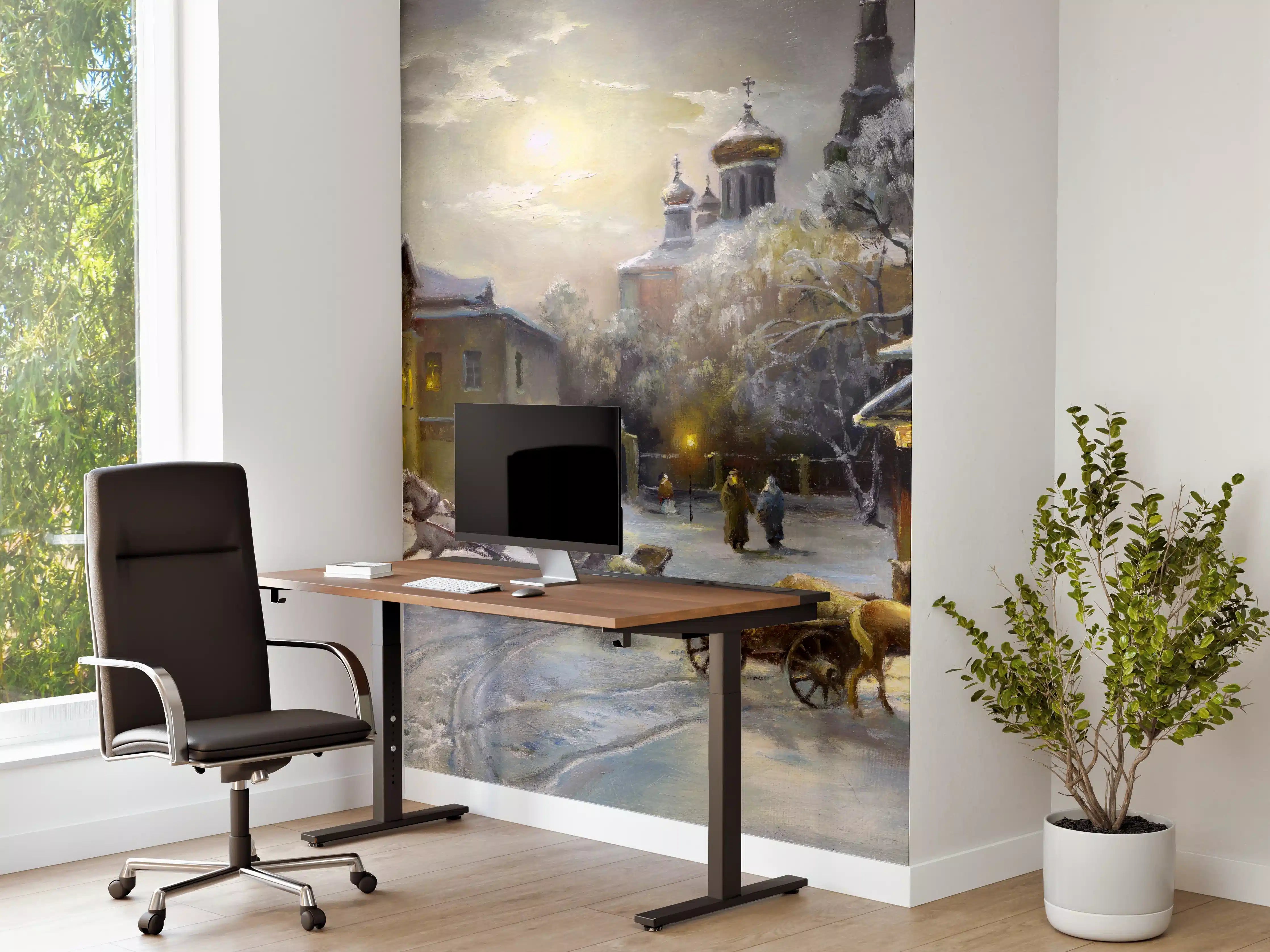 Büro Wandgestaltung - ländliches Dorf im Winter 