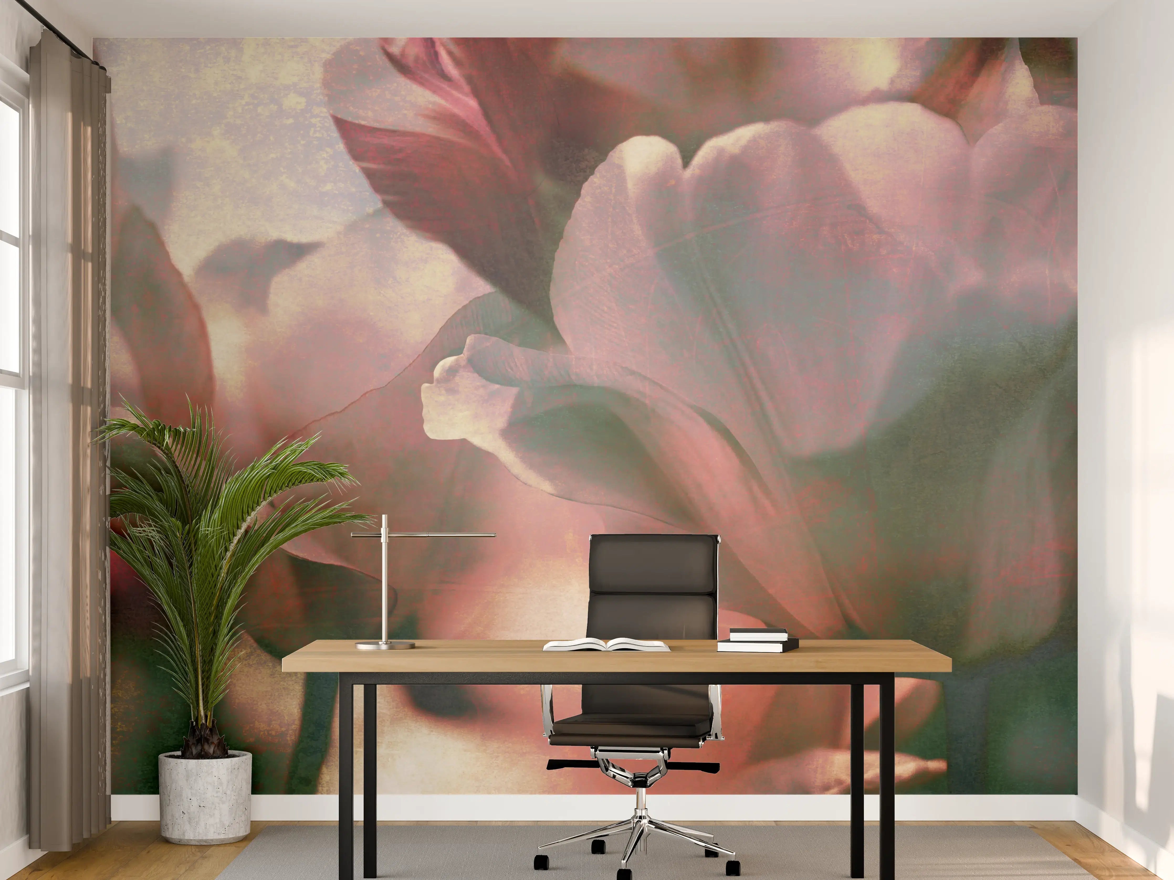 Büro Wandgestaltung - nostalgische Tulpen 