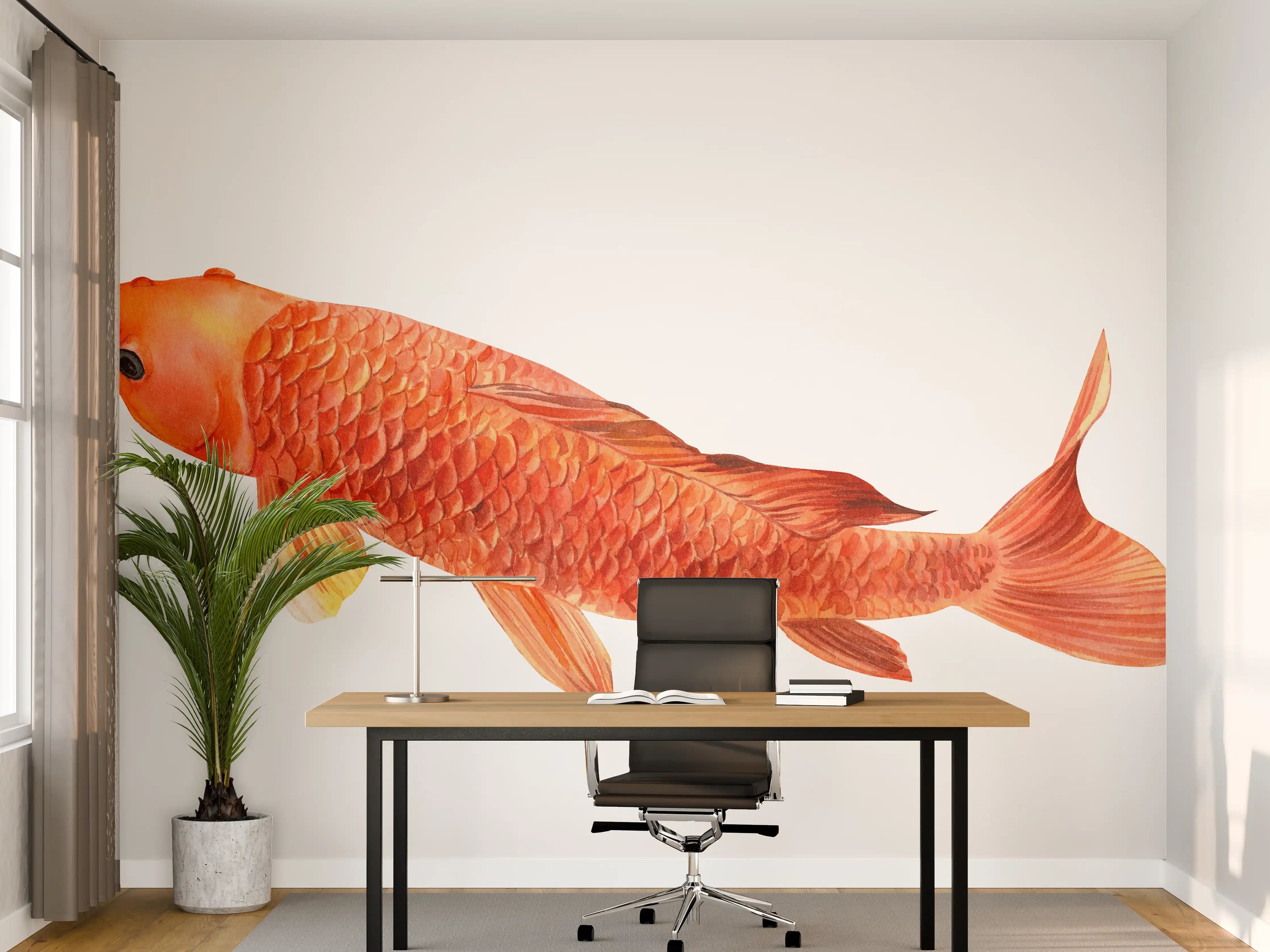 Büro Wandgestaltung - orangefarbener Koi