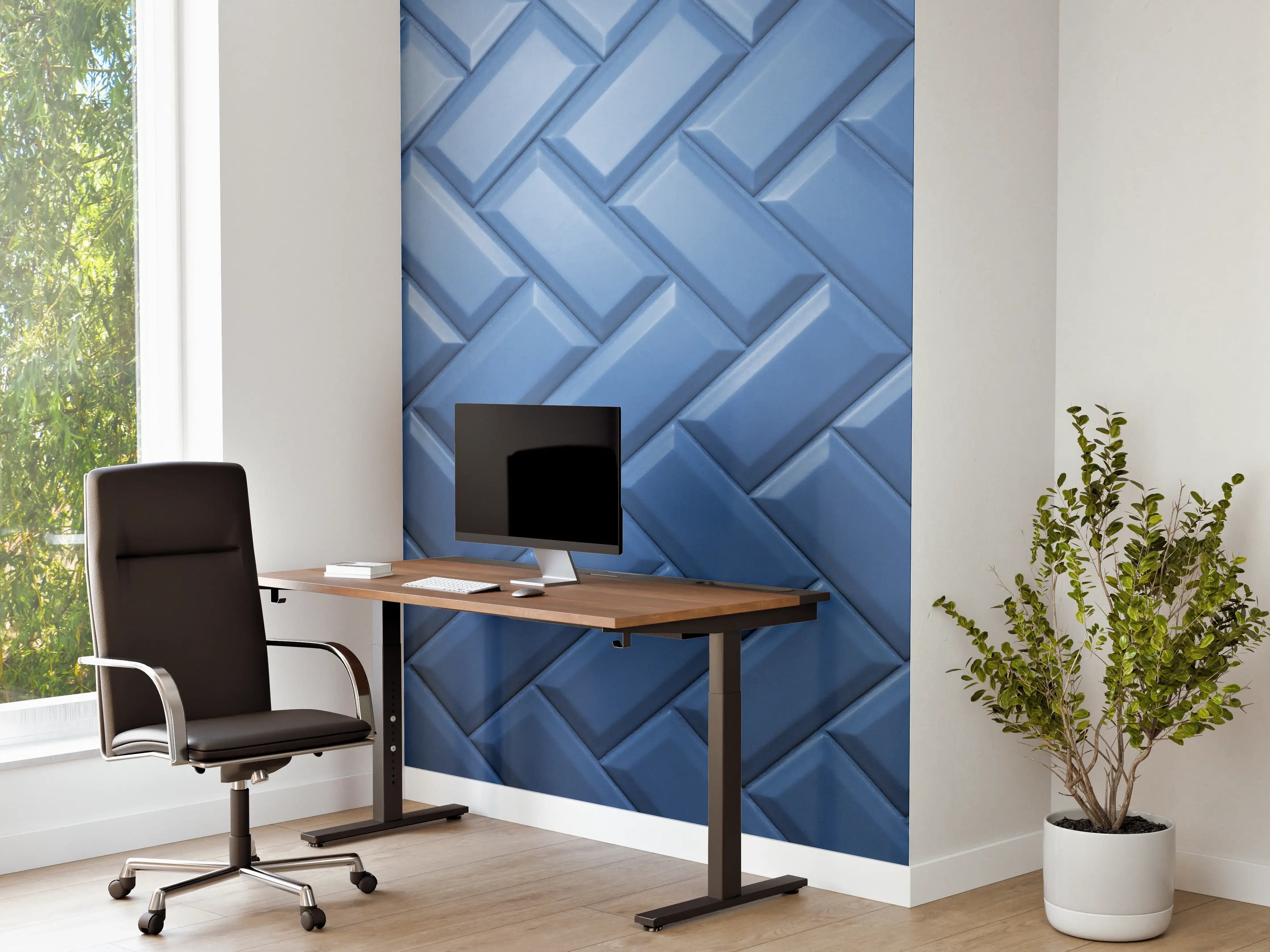 Büro Wandgestaltung - phantomblaue matte Keramikfliesen