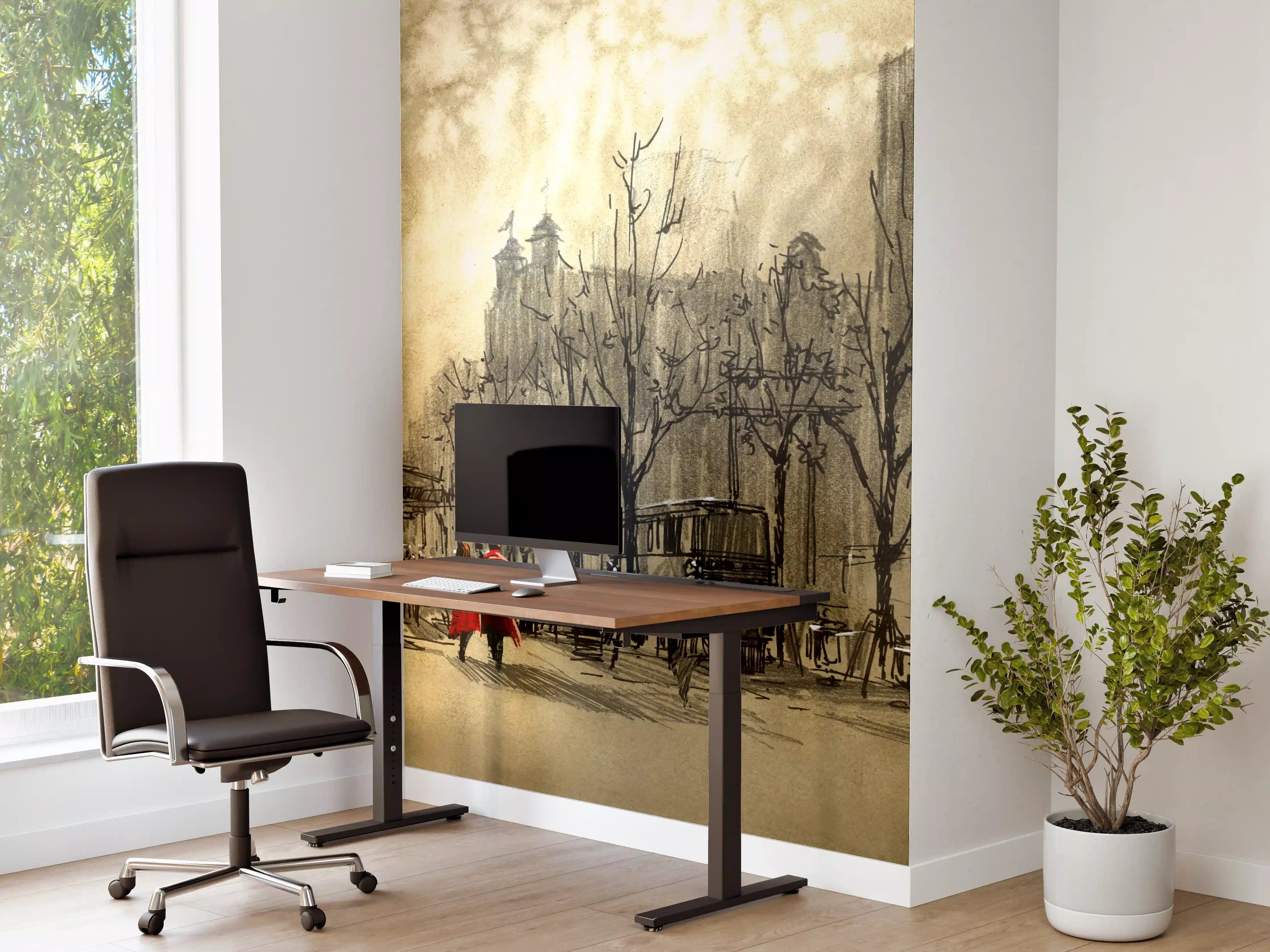 Büro Wandgestaltung - romantische Malerei eines Paar in der Stadt
