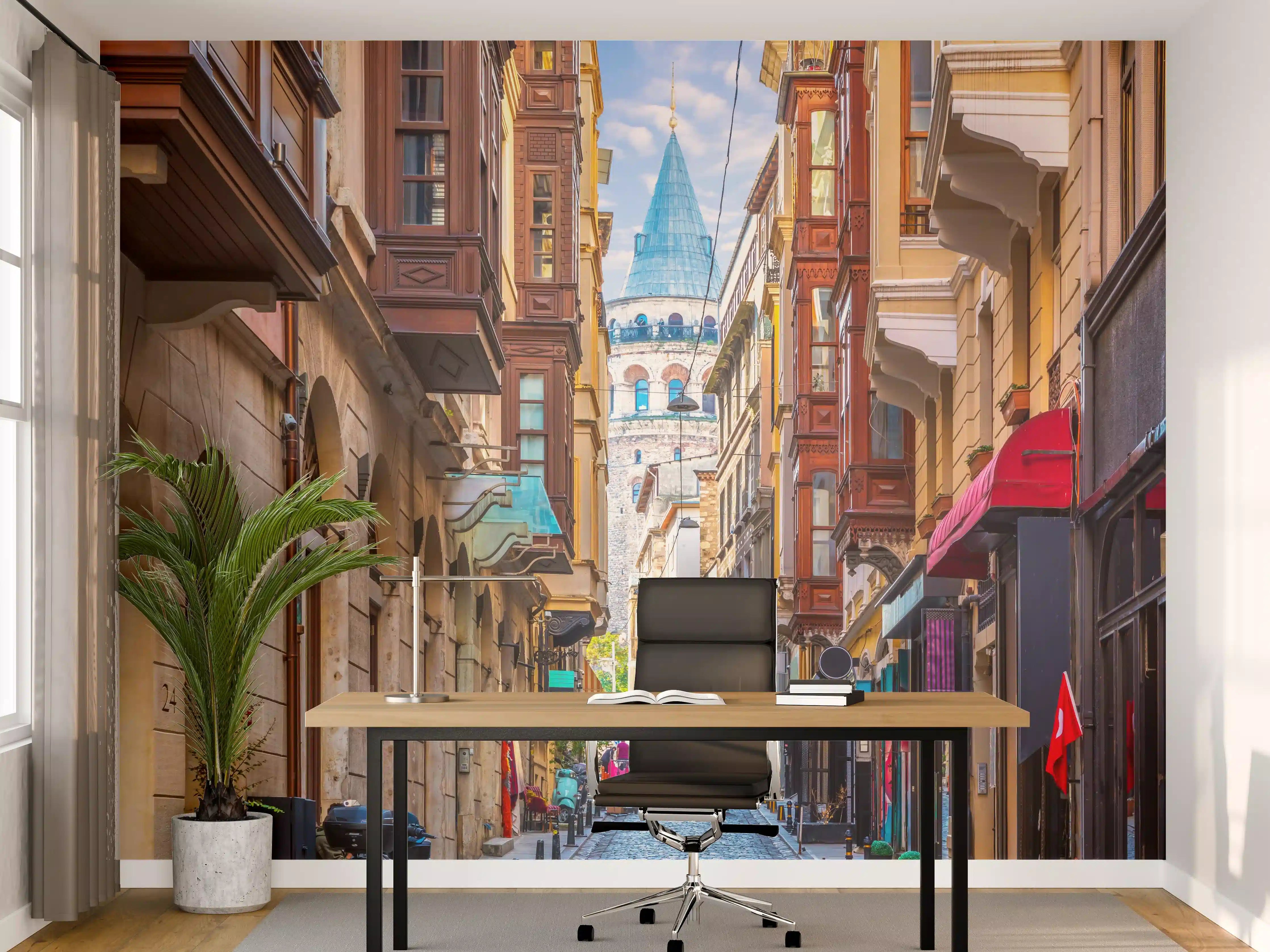 Büro Wandgestaltung - ruhige Gassenansicht auf Galata-Turm
