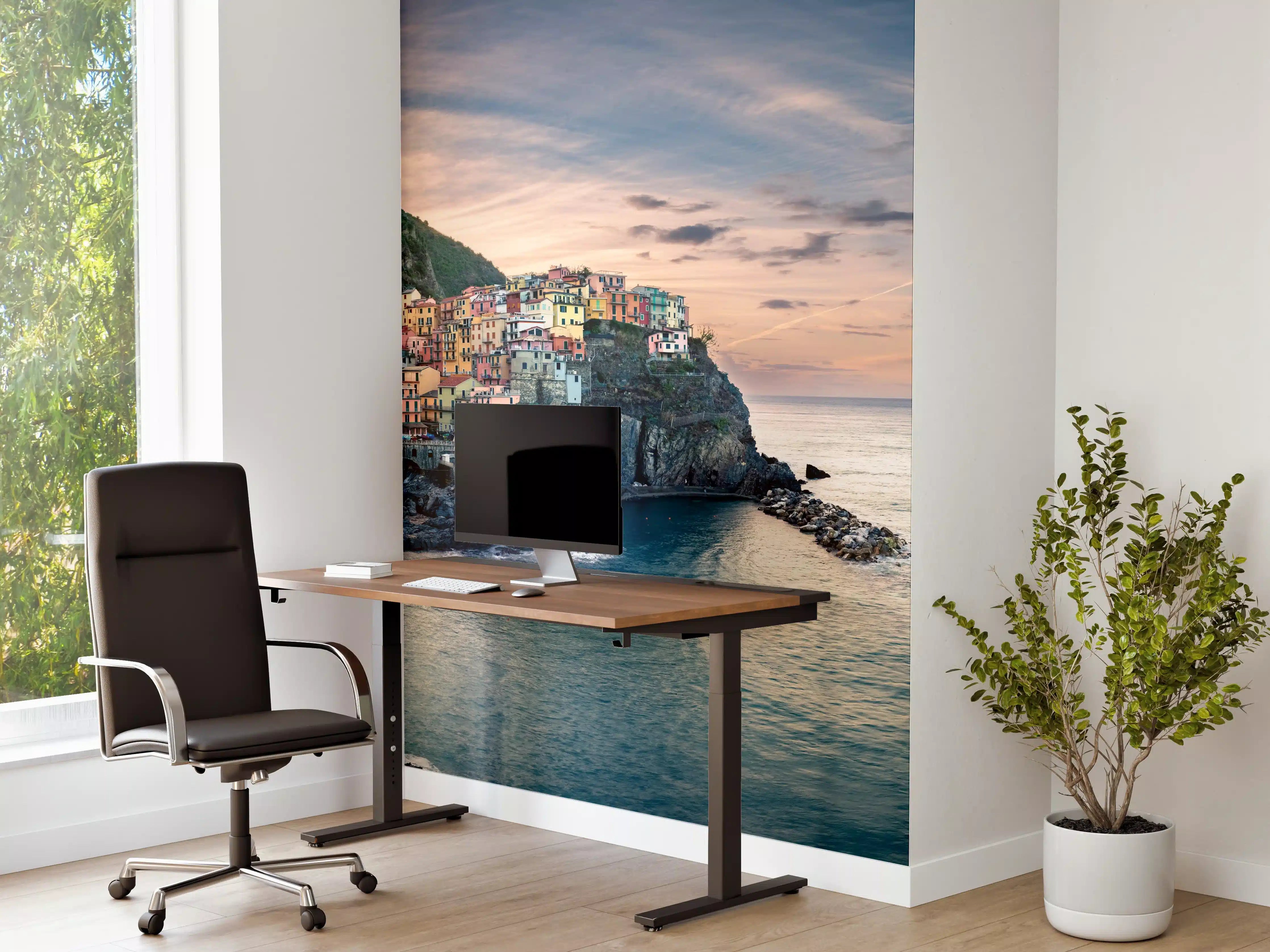 Büro Wandgestaltung - talienische Küste im Abendrot