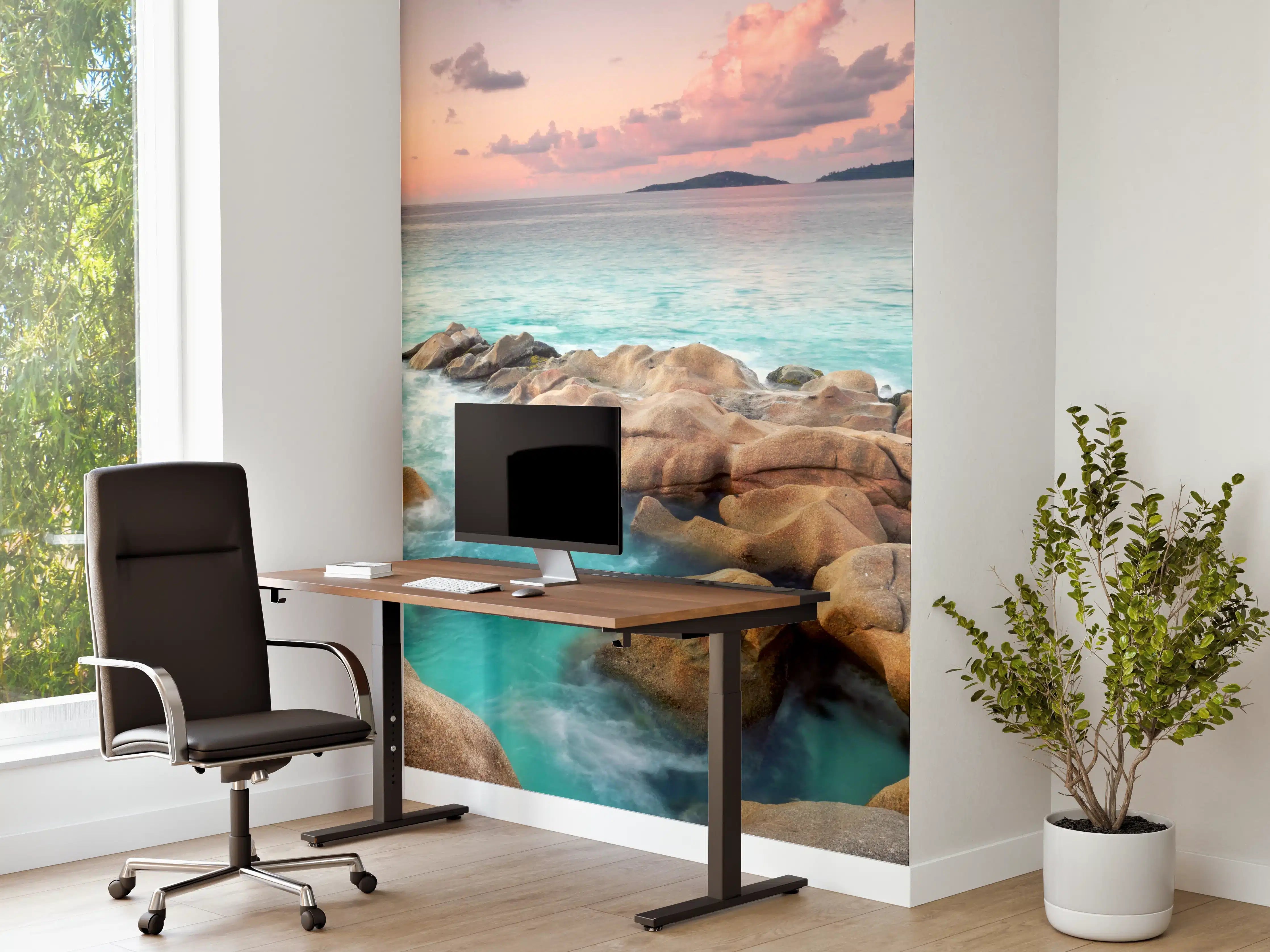 Büro Wandgestaltung - zauberhaftes Felsen in Seychellen