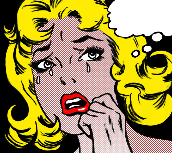 Duschrückwand - 60er Jahre weinende Comic-Frau