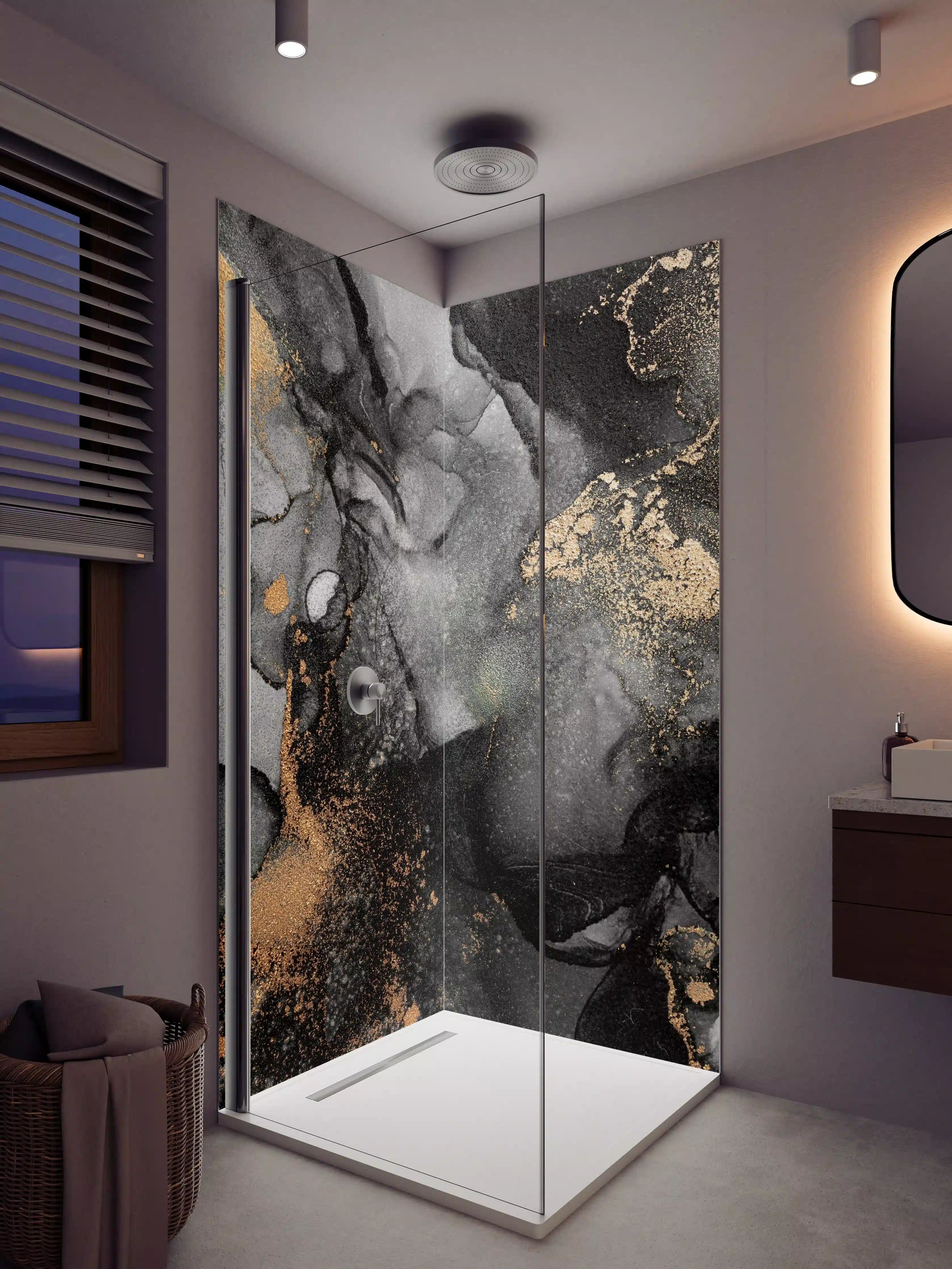 Duschrückwand - Abstrakte Kunst - Flüssigmalerei