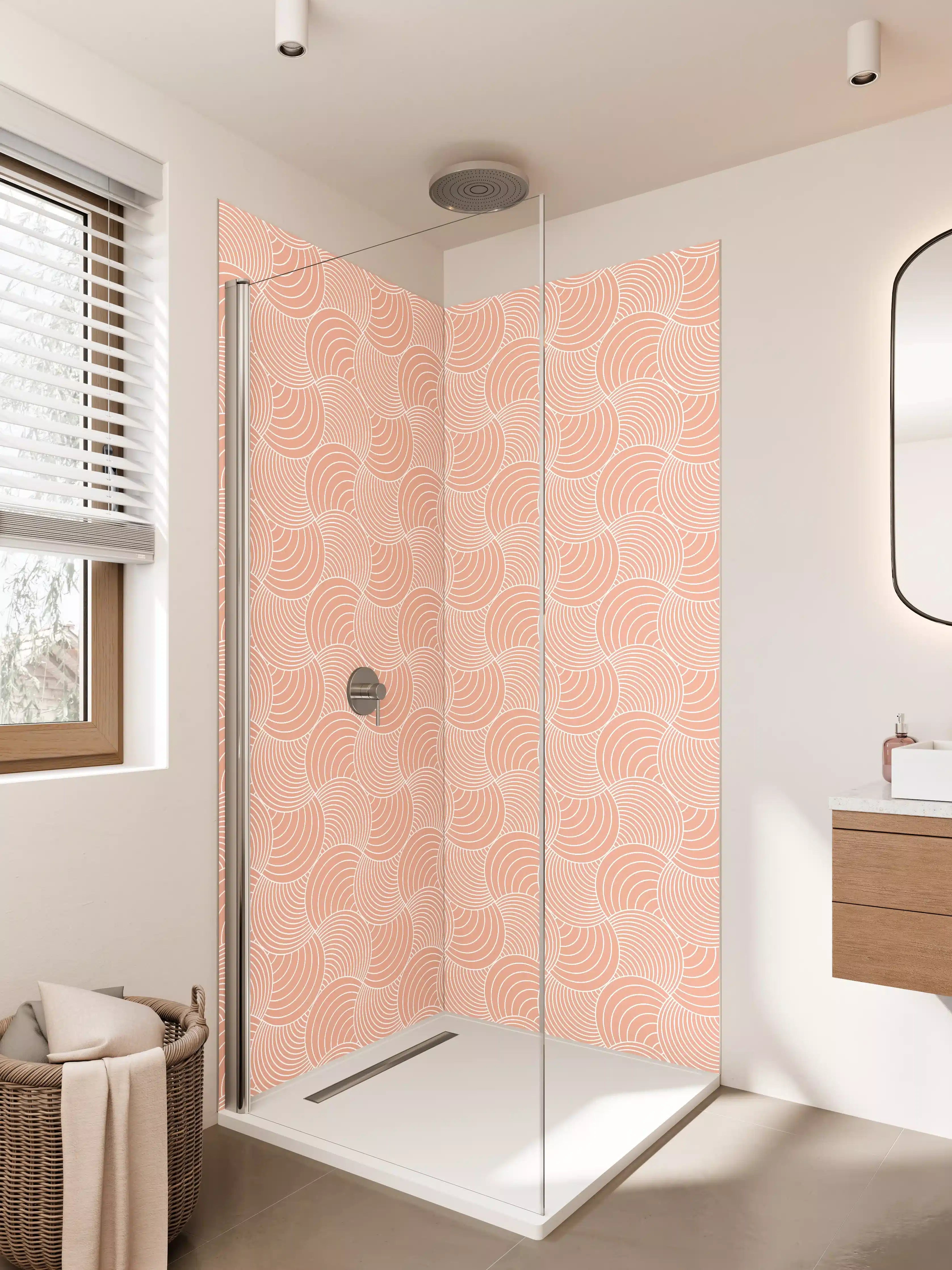 Duschrückwand - Abstrakte pastelfarbene geometrische Muster