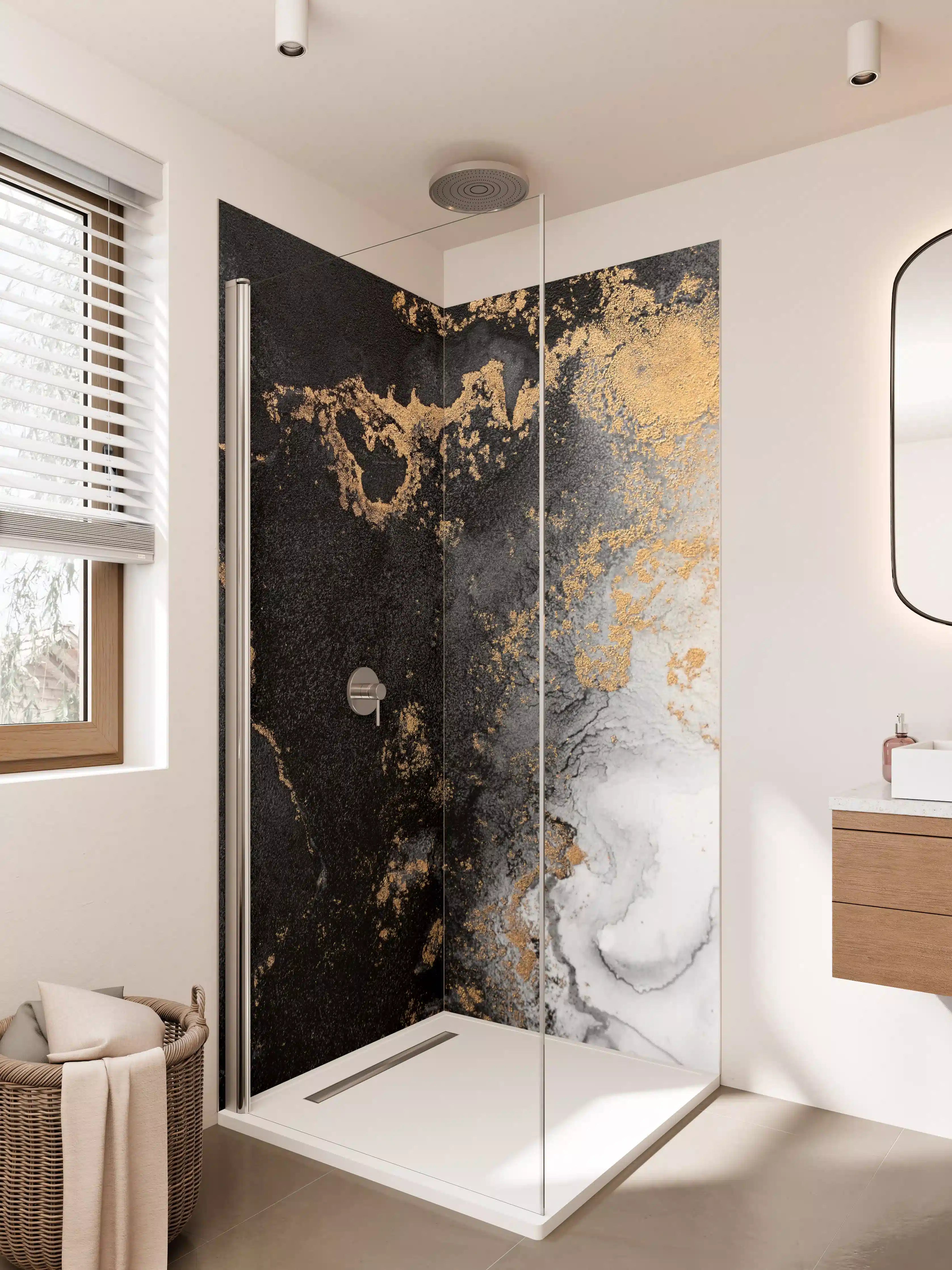 Duschrückwand - Abstraktes Marmor Design - Flüssigkunst