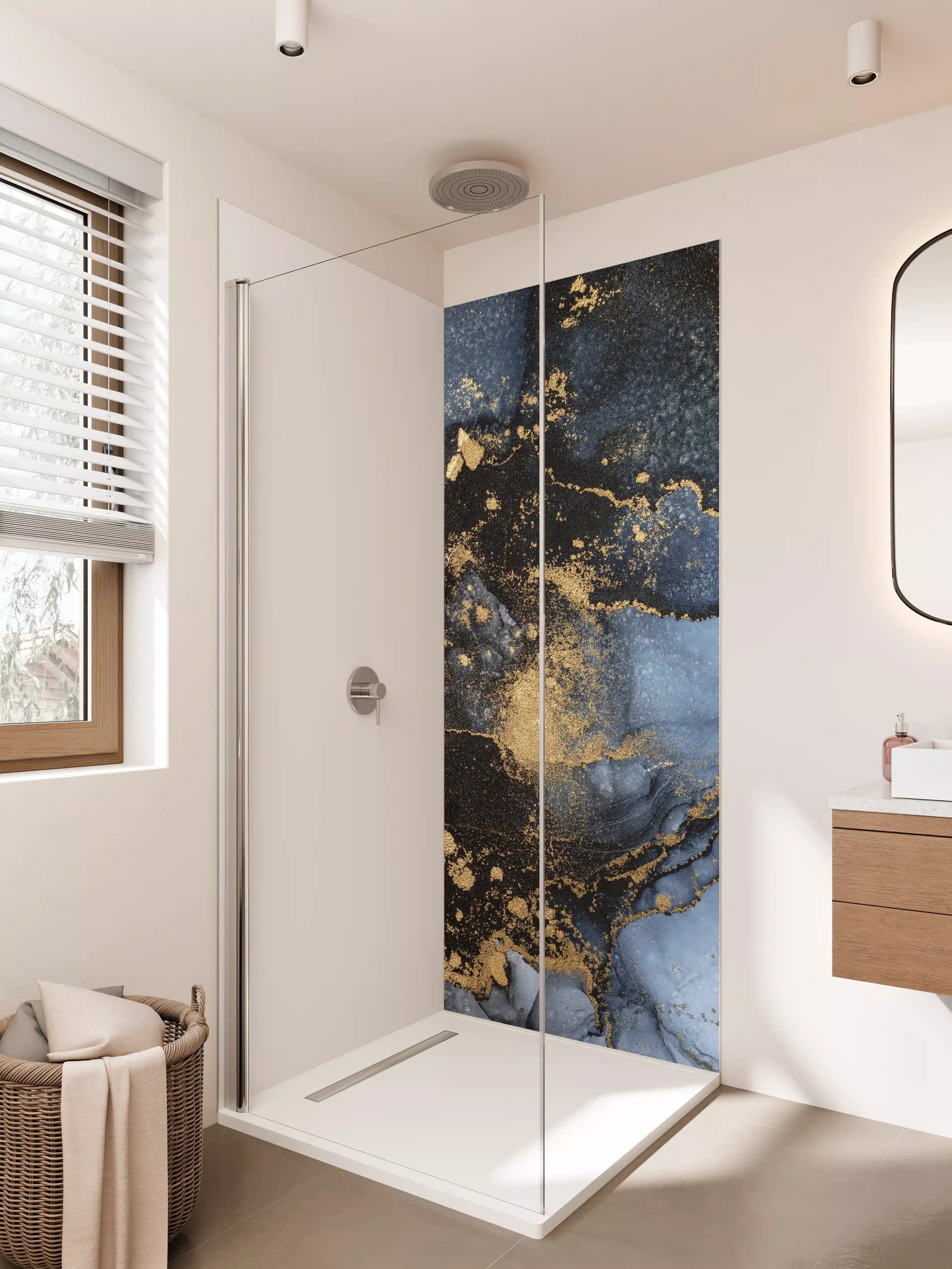 Duschrückwand - Abstraktes Marmor Wanddesign - Flüssigmalerei