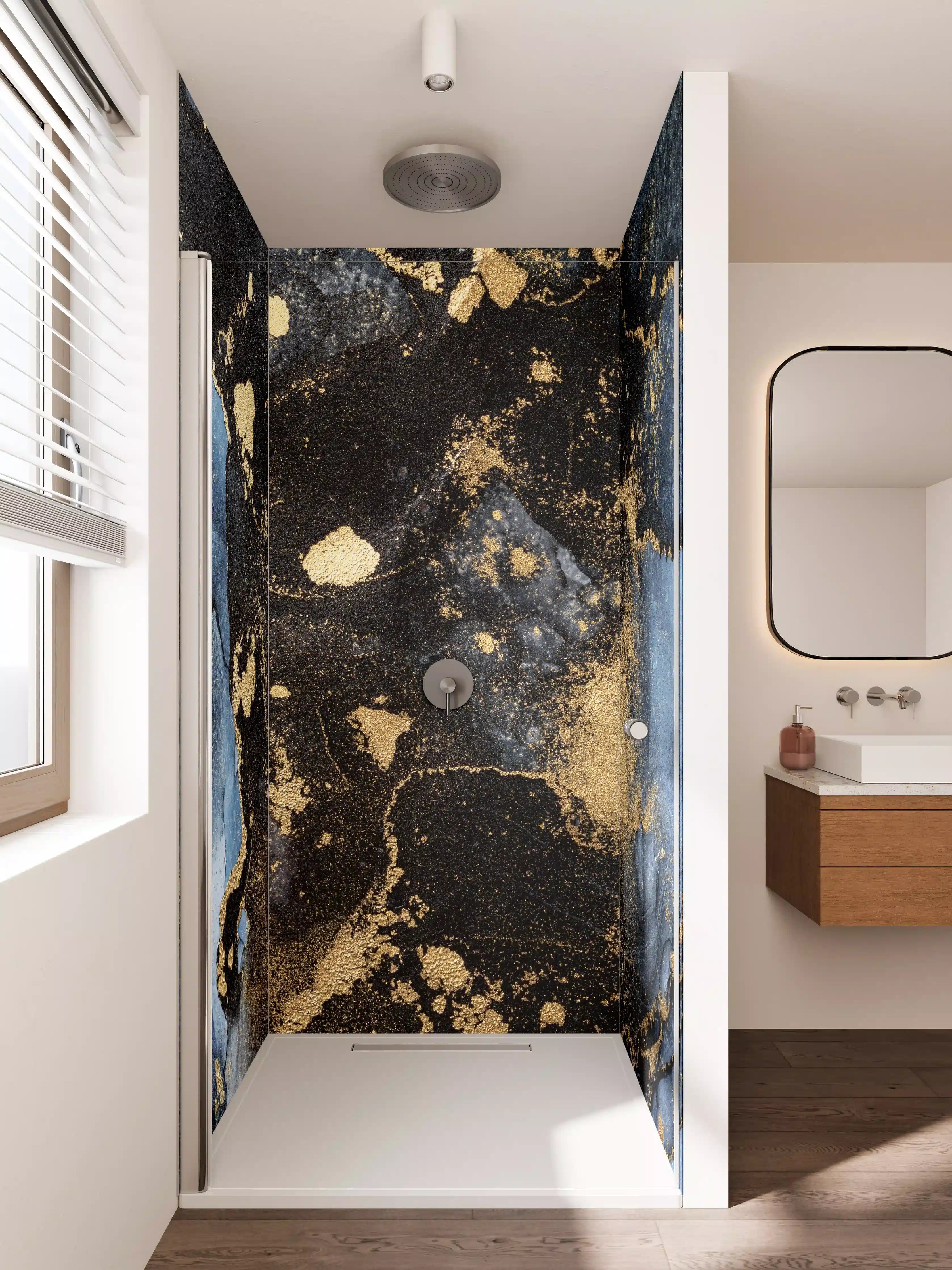 Duschrückwand - Abstraktes Marmor Wanddesign - Flüssigmalerei