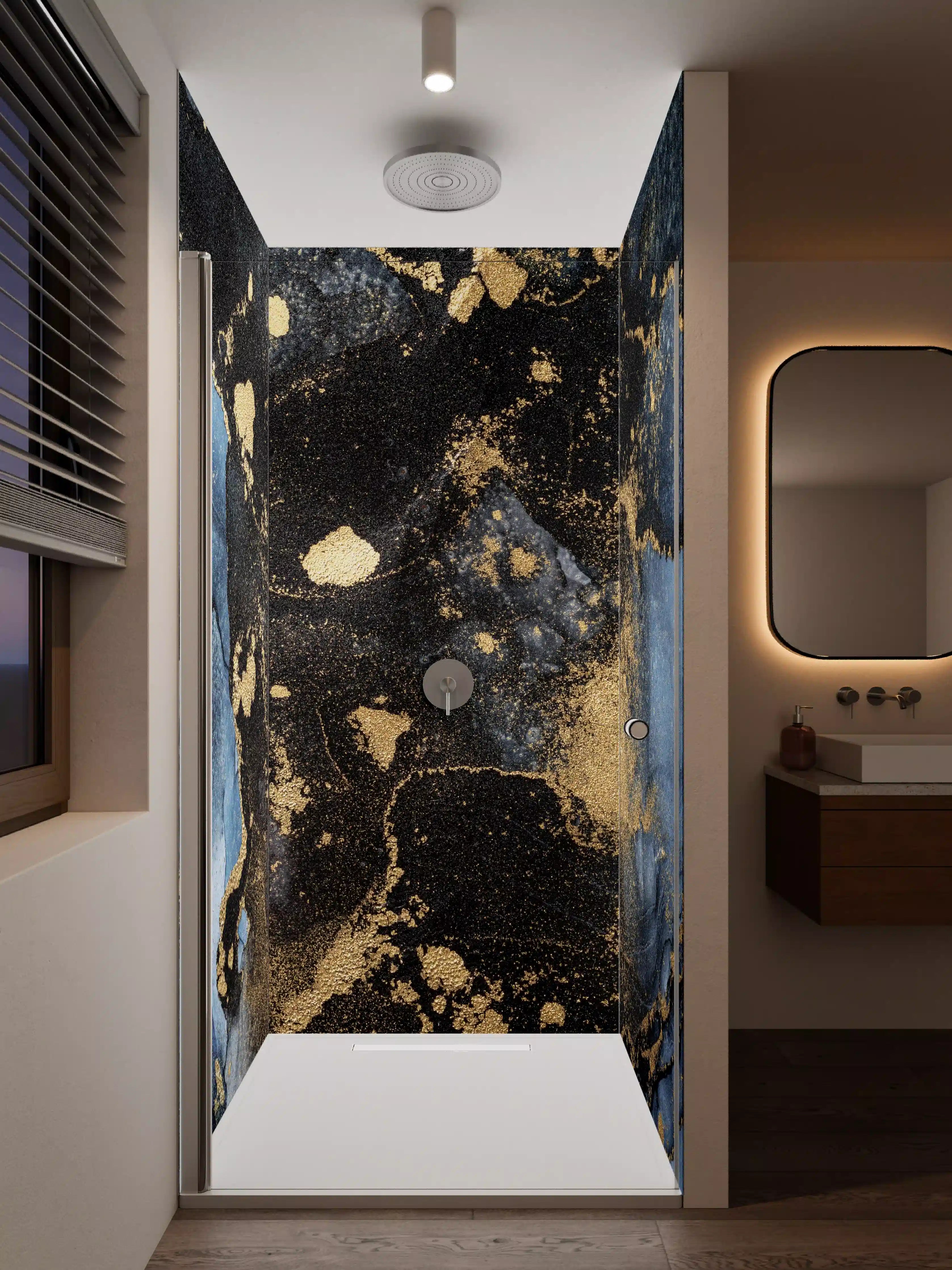 Duschrückwand - Abstraktes Marmor Wanddesign - Flüssigmalerei