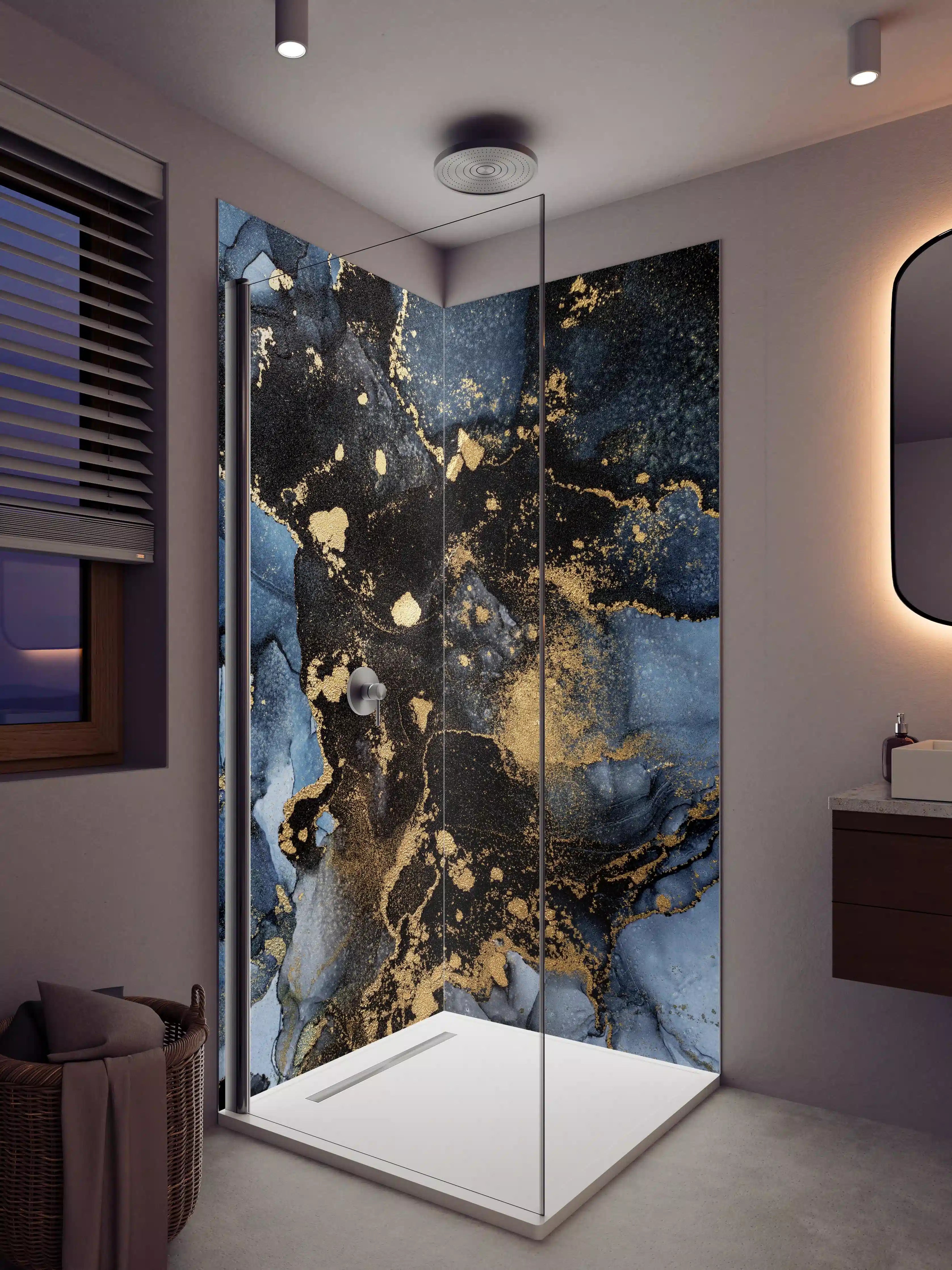 Duschrückwand - Abstraktes Marmor Wanddesign - Flüssigmalerei