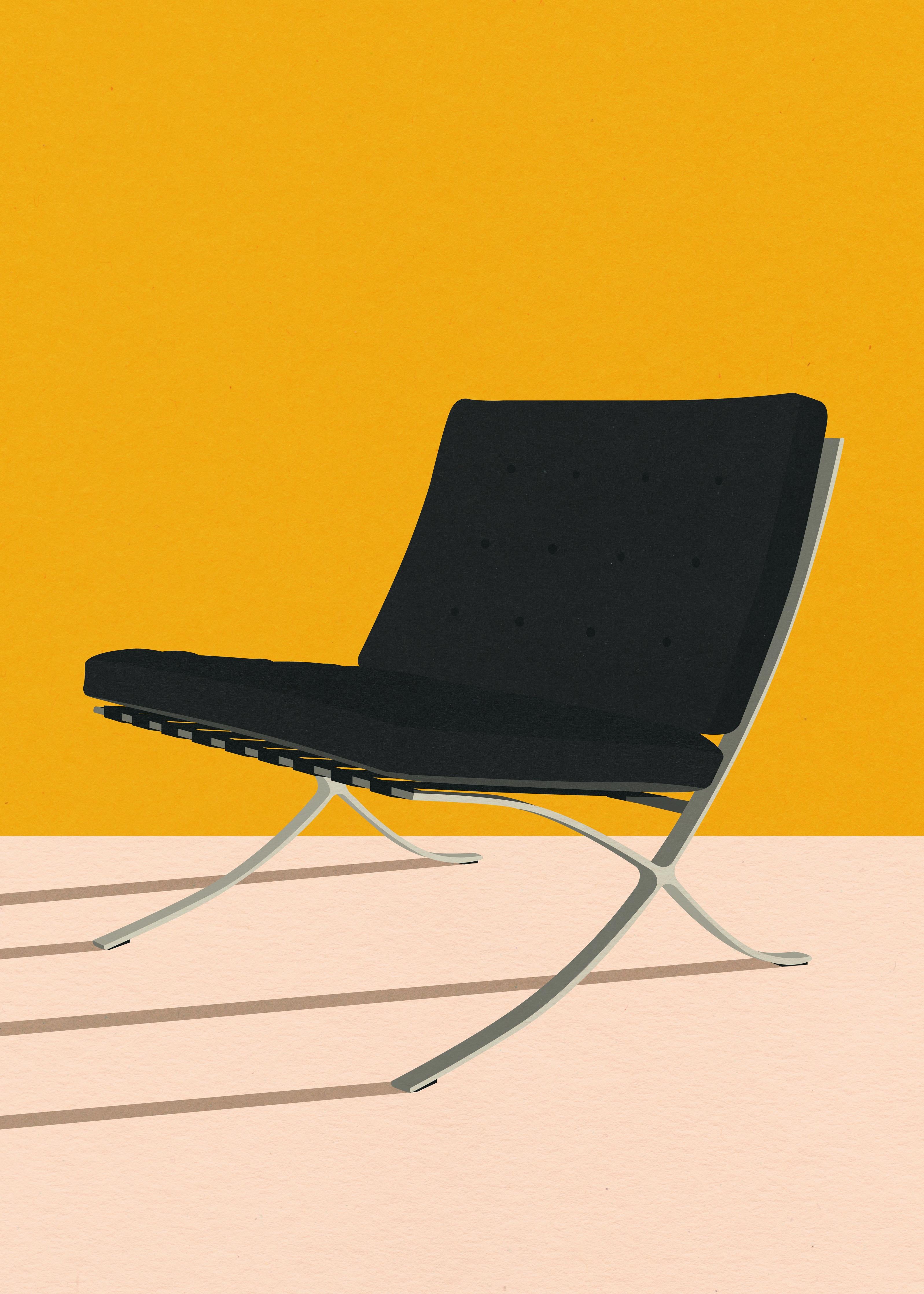 Duschrückwand-Bauhaus Barcelona Chair in Papierillustration